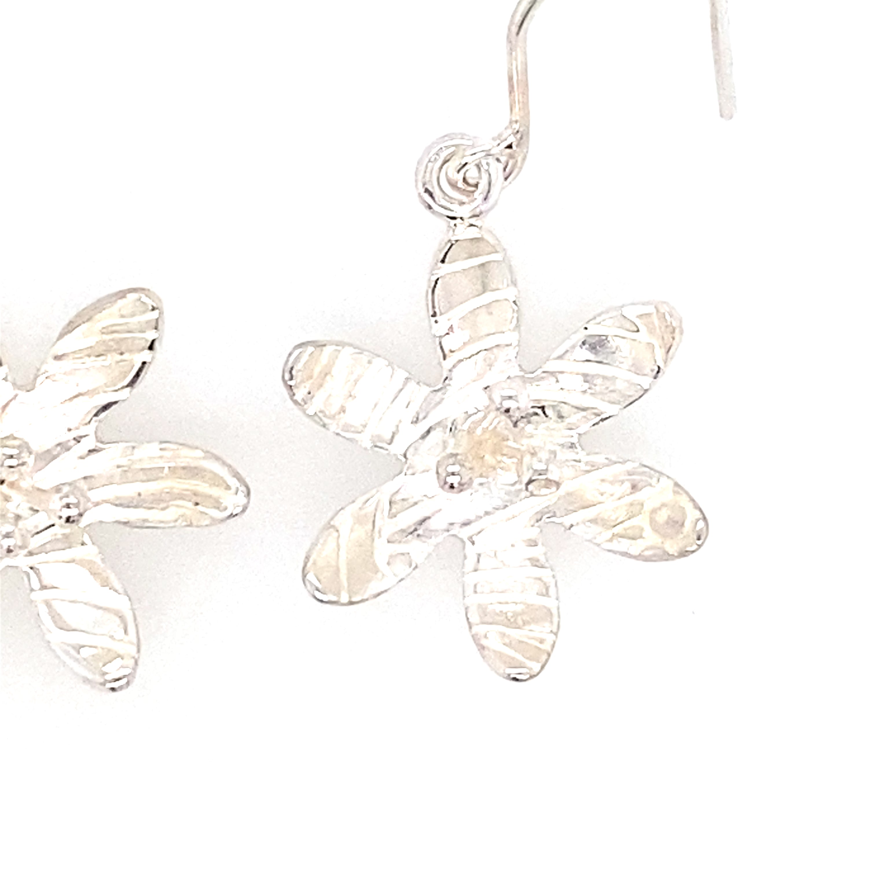 Flower 7 stamen silver drops Earrings