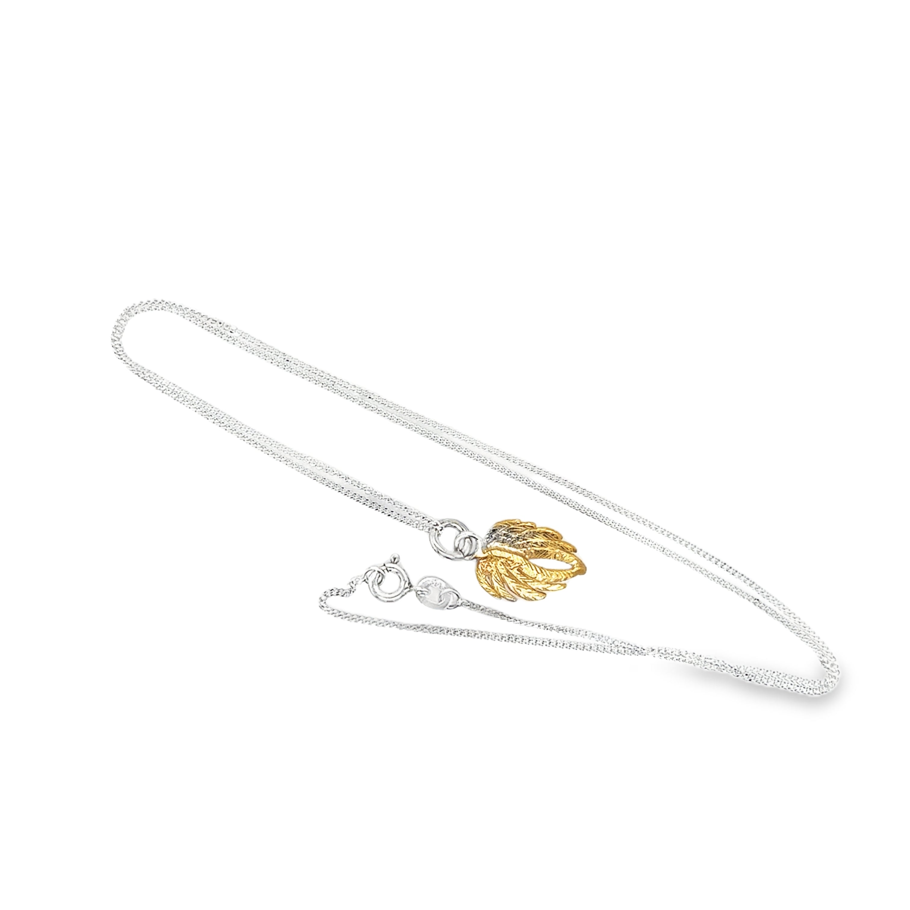Small silver double angelwing gold plated Necklace