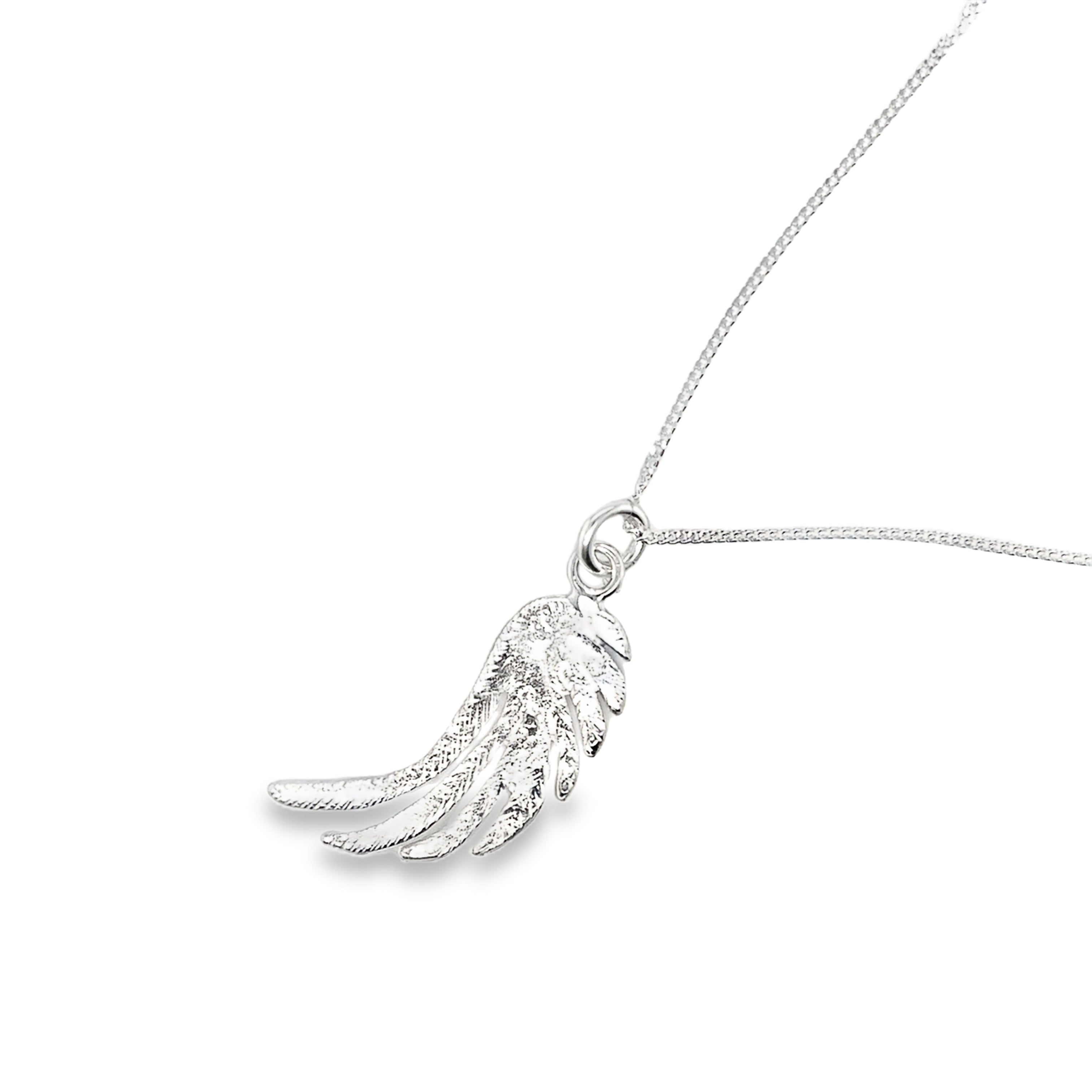 Large silver angelwing Necklace