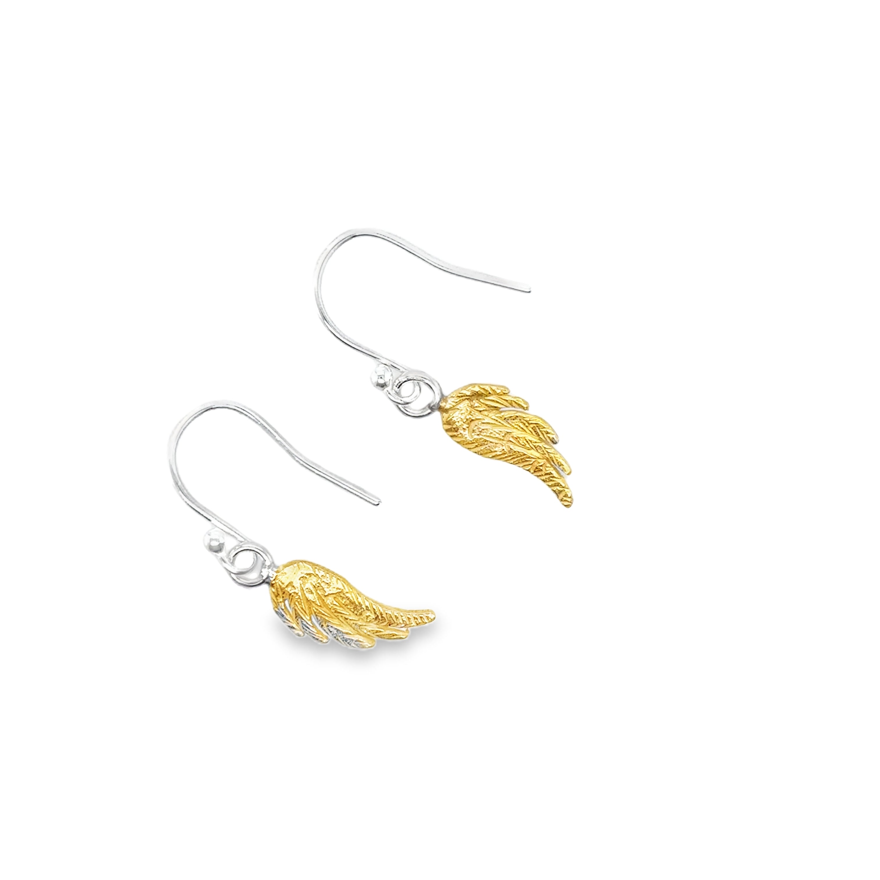 Small Gold angelwing drop Earrings