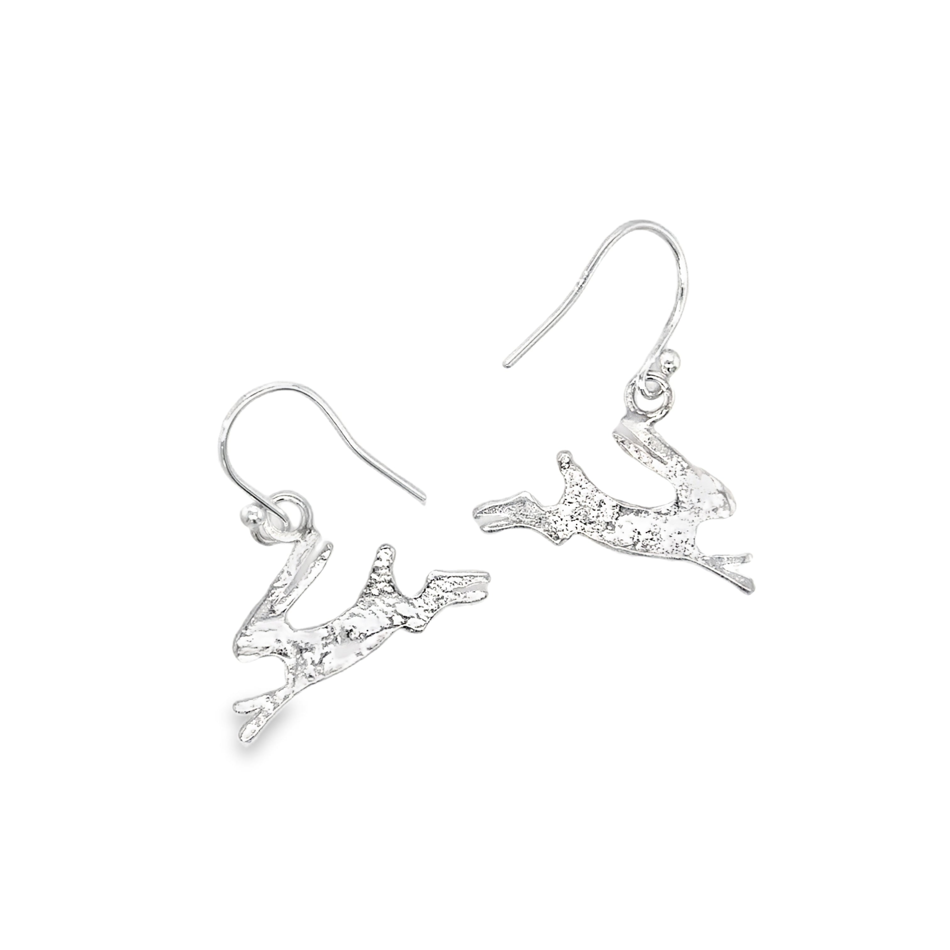 Large silver hare drops Earrings