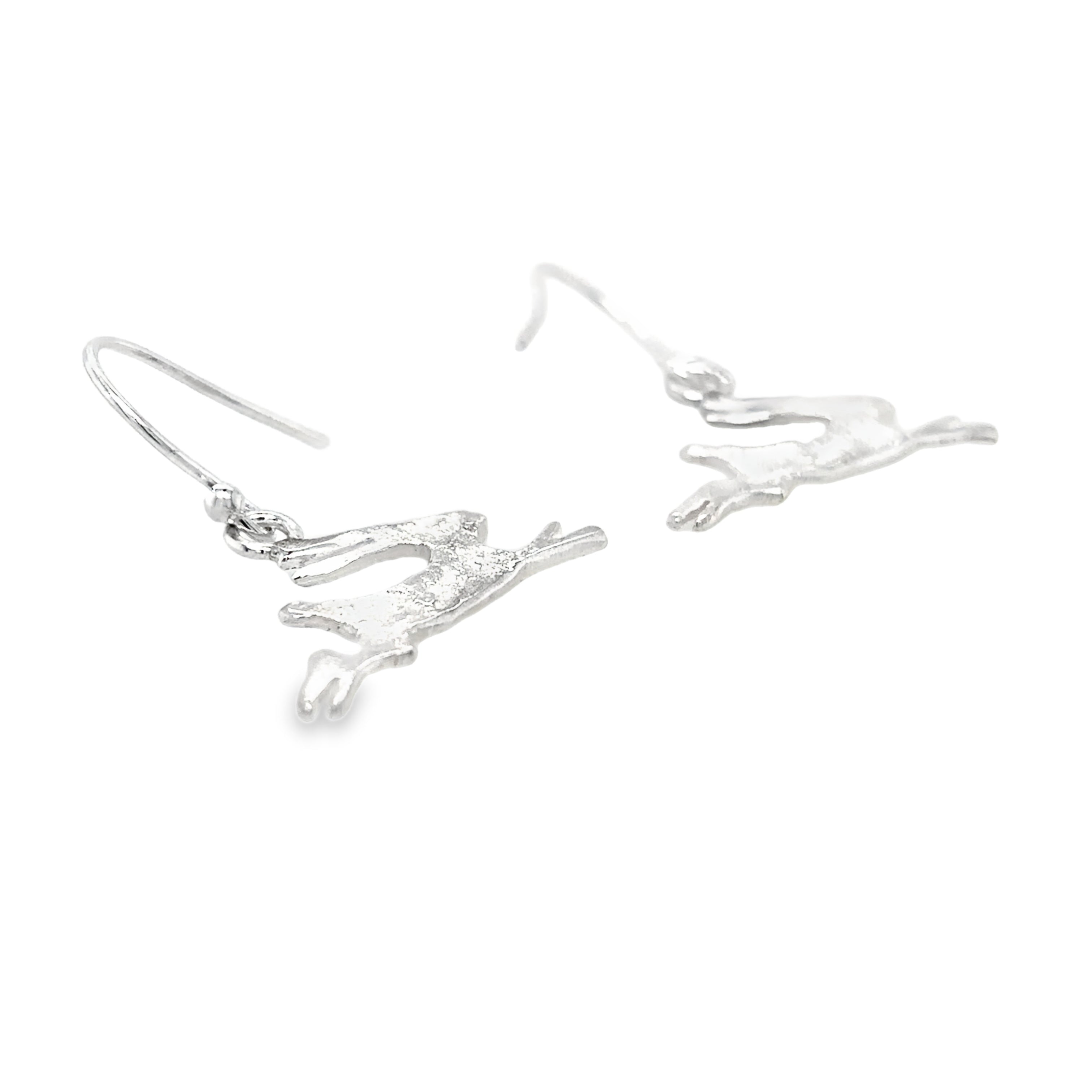 Small silver hare drops Earrings