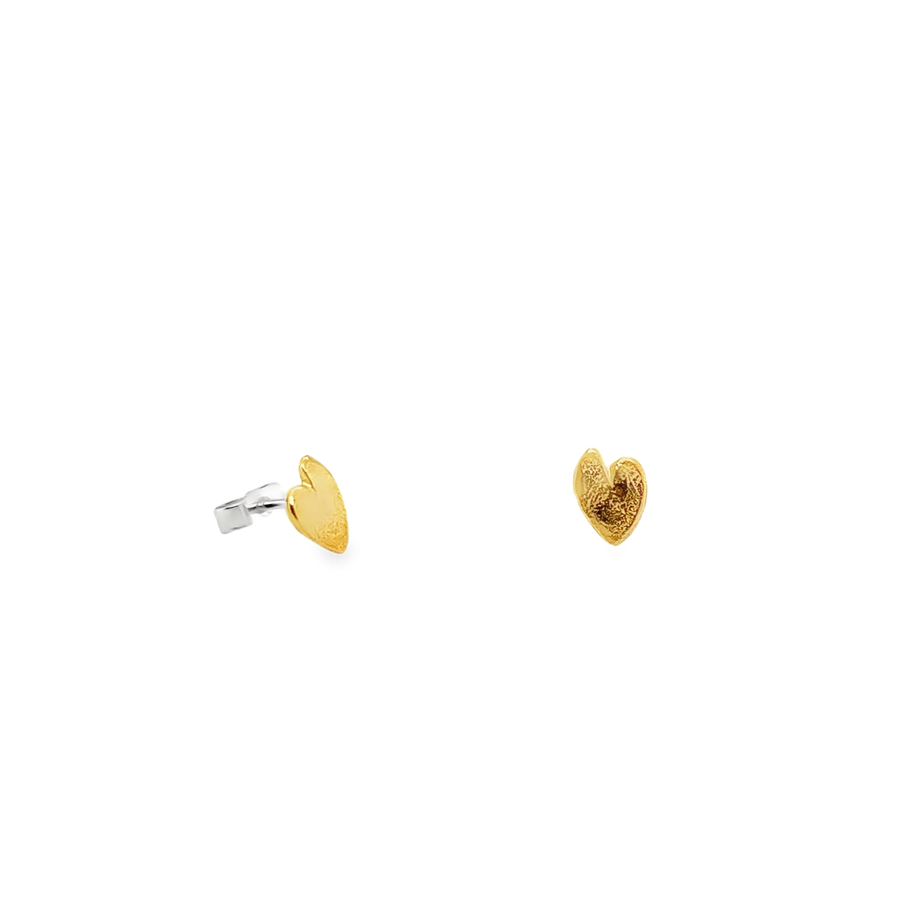 Small silver heart studs gold plated Earrings
