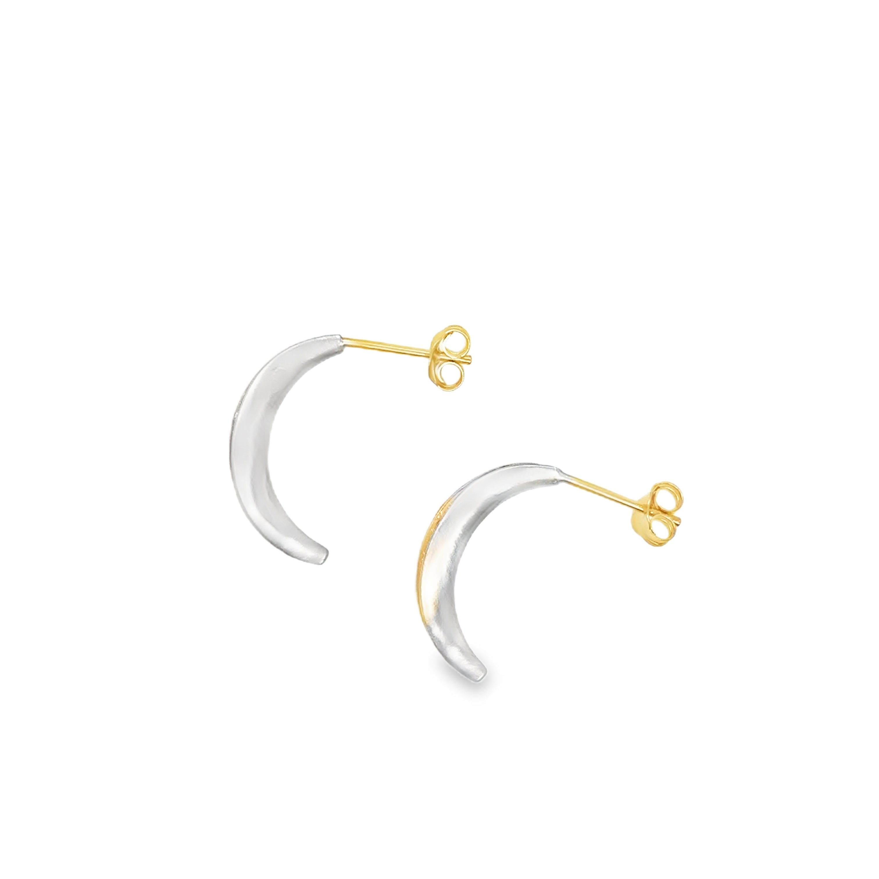 Large Curved Leaf Sterling Silver and Gold Plated Earrings