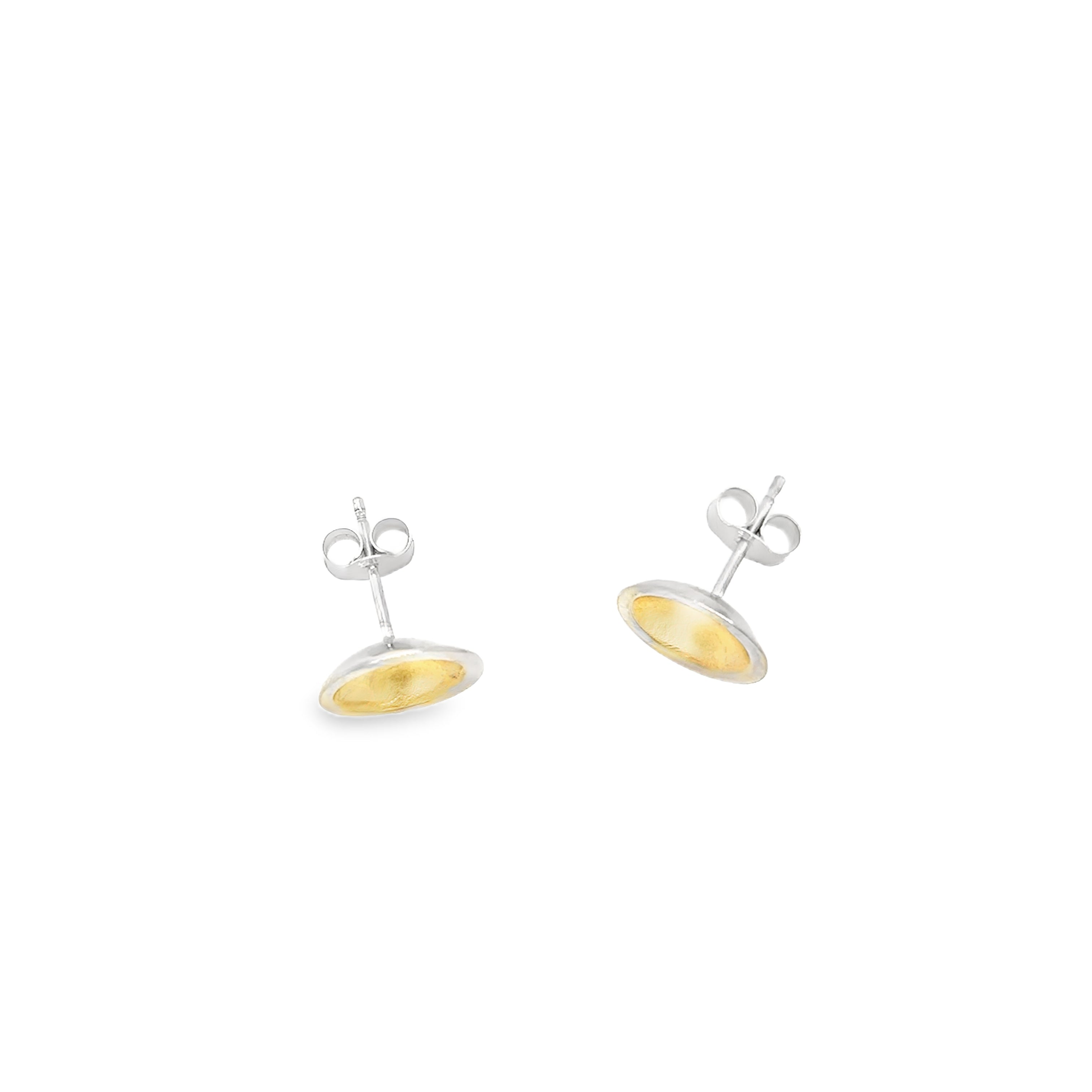 Large gold leaf dome stud earrings