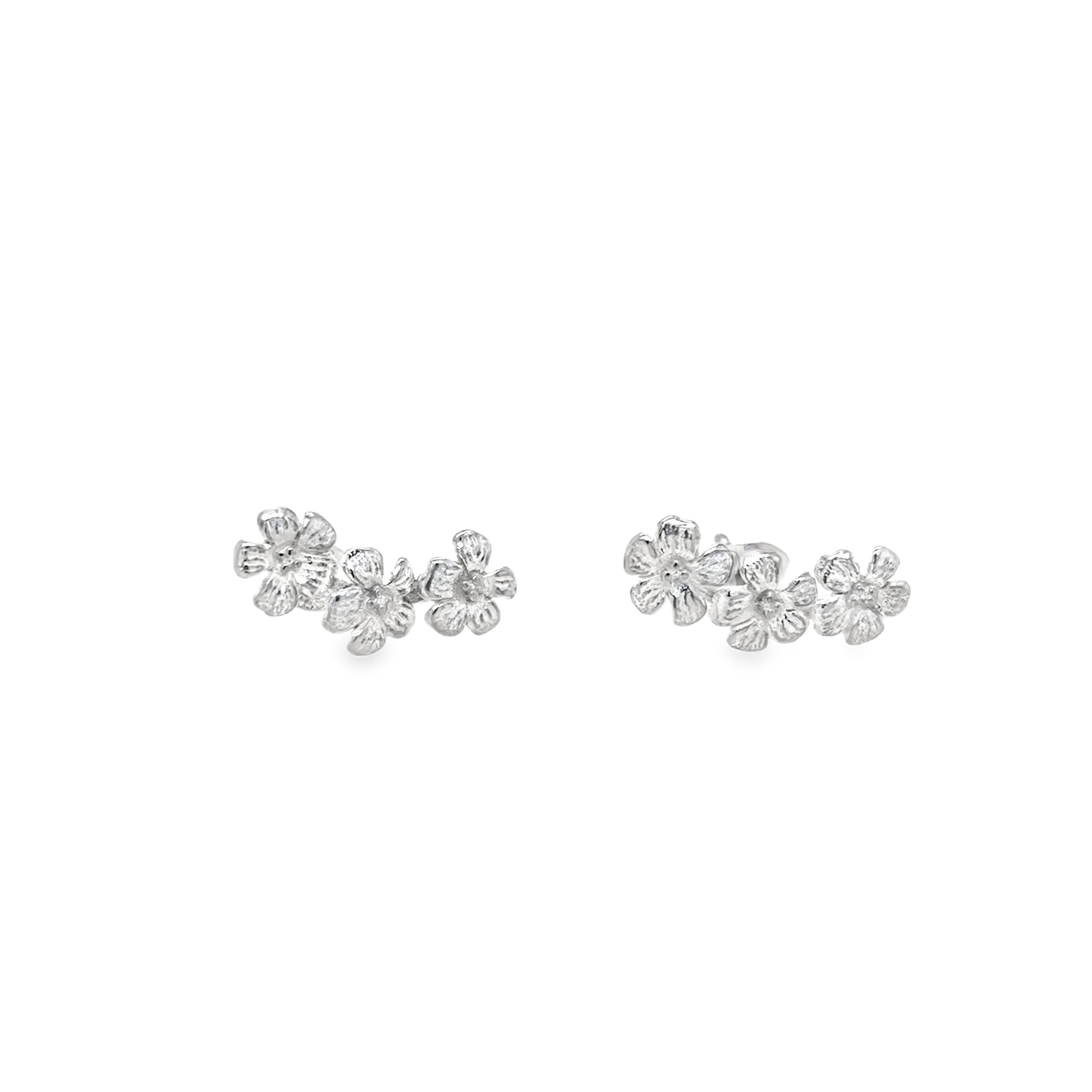 Enchanted triple flower silver Earrings