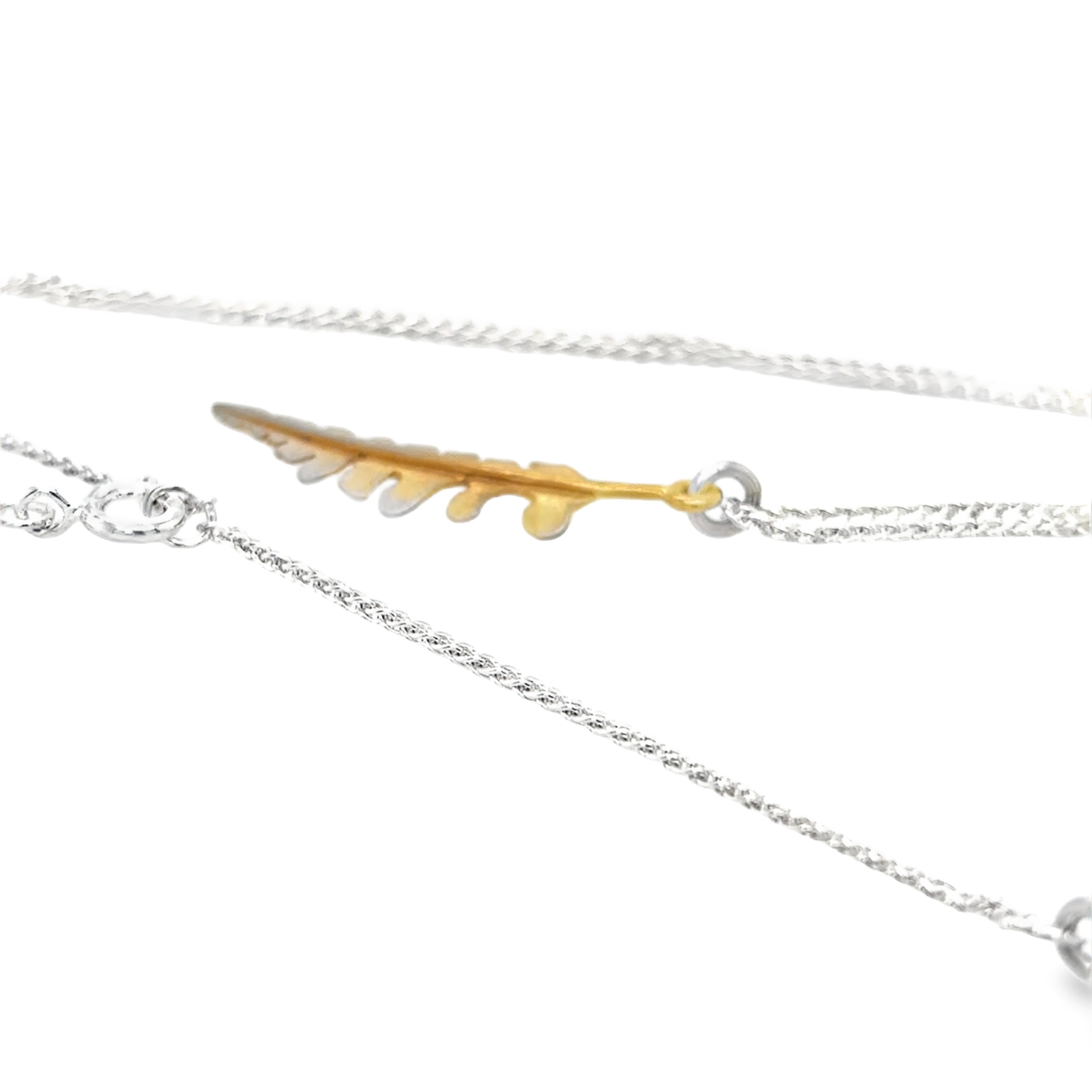 Midi Silver Gold Plated fern with Ombre Necklace