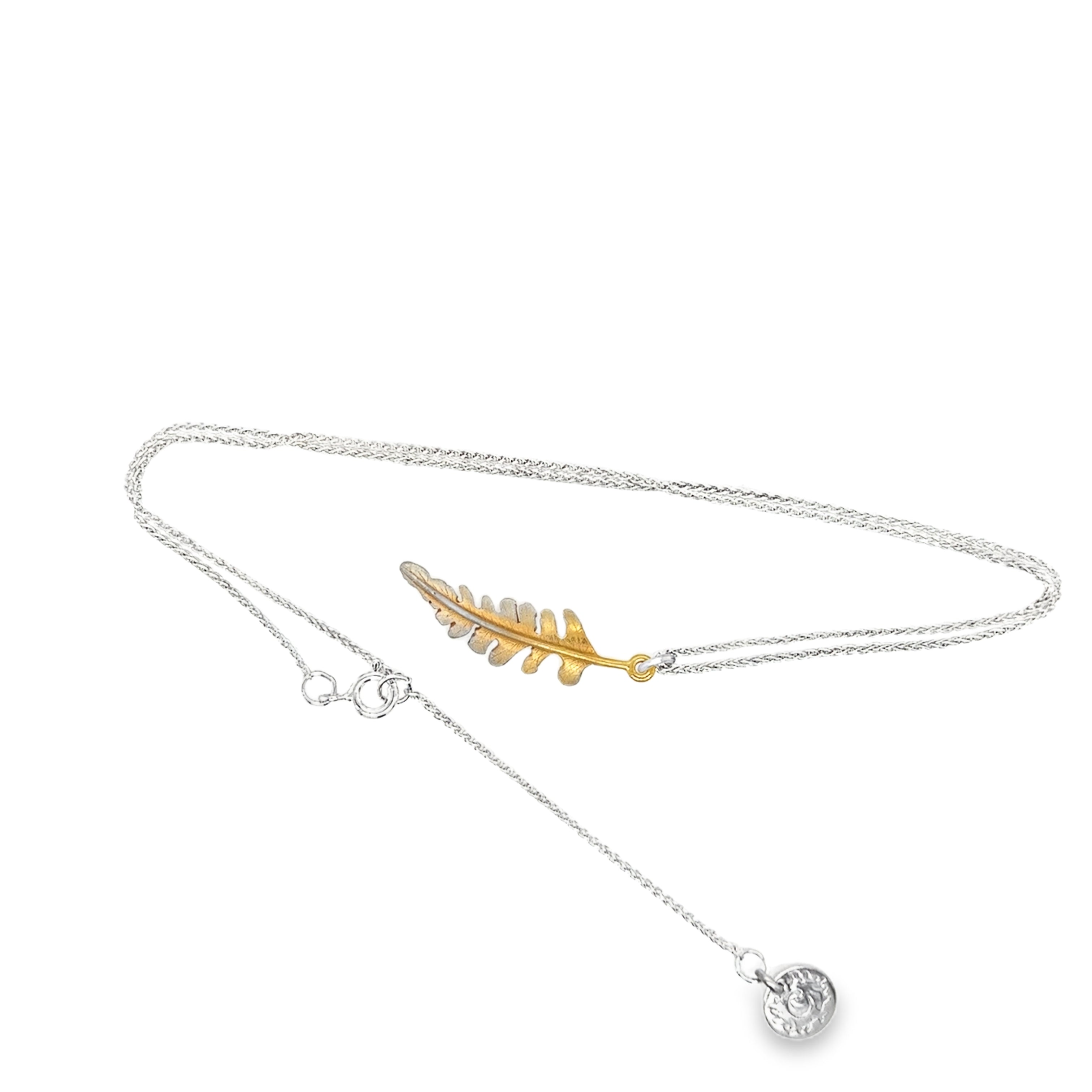 Midi Silver Gold Plated fern with Ombre Necklace