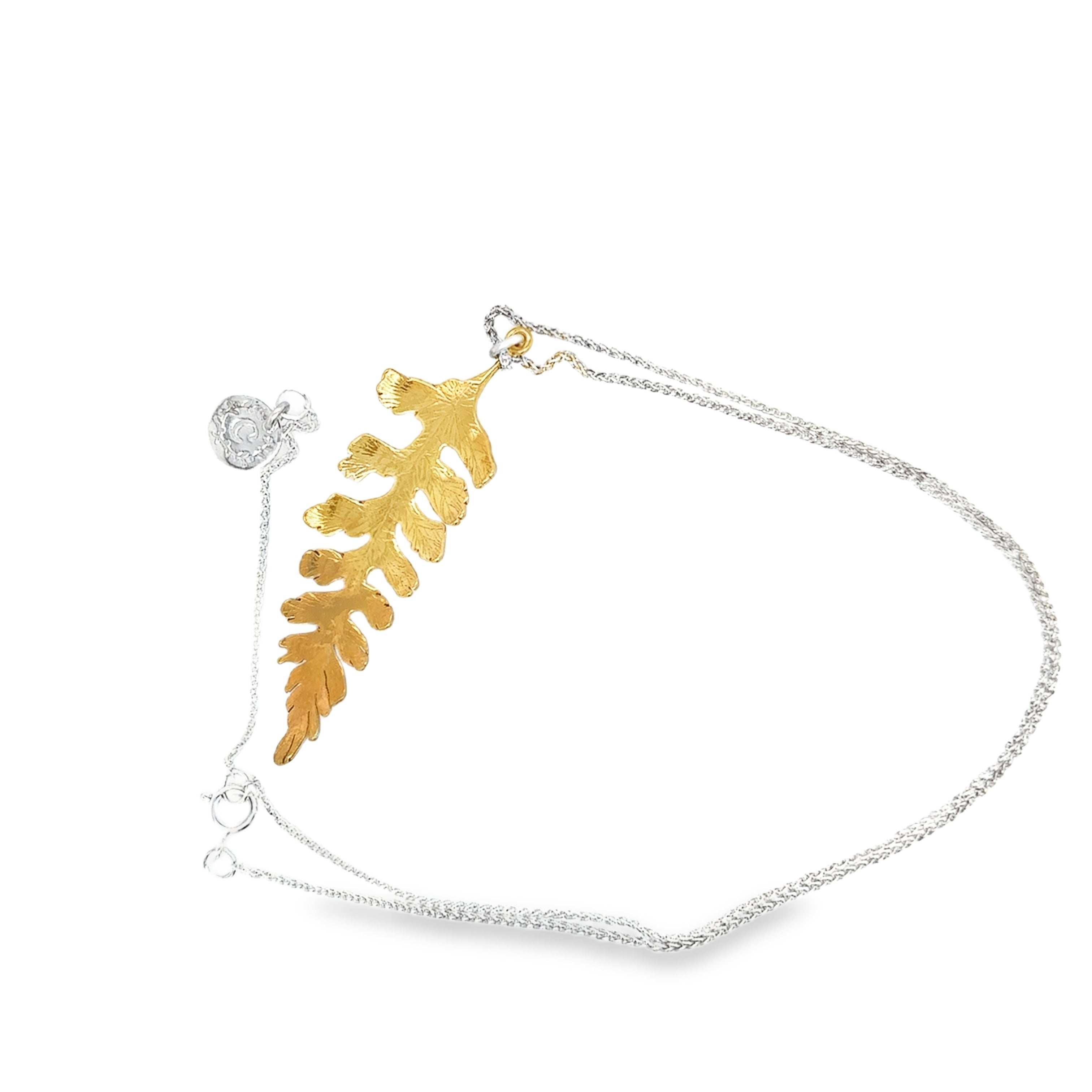 Silver Gold Plated Fern with Ombre Necklace