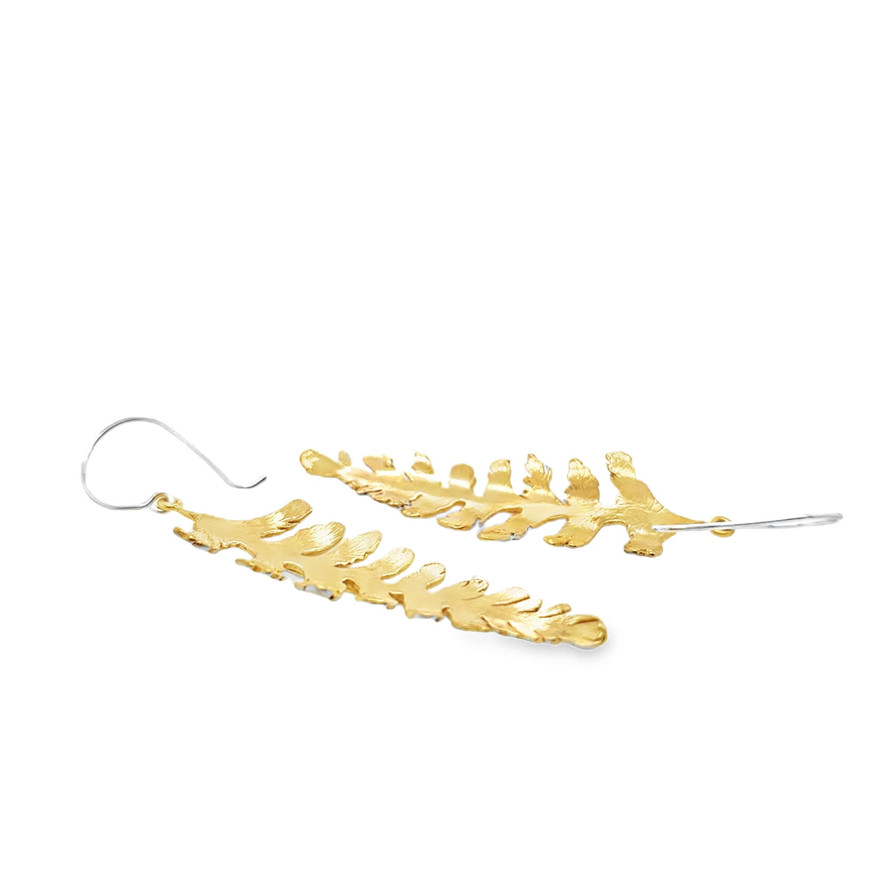 Large silver fern with ombre Earrings