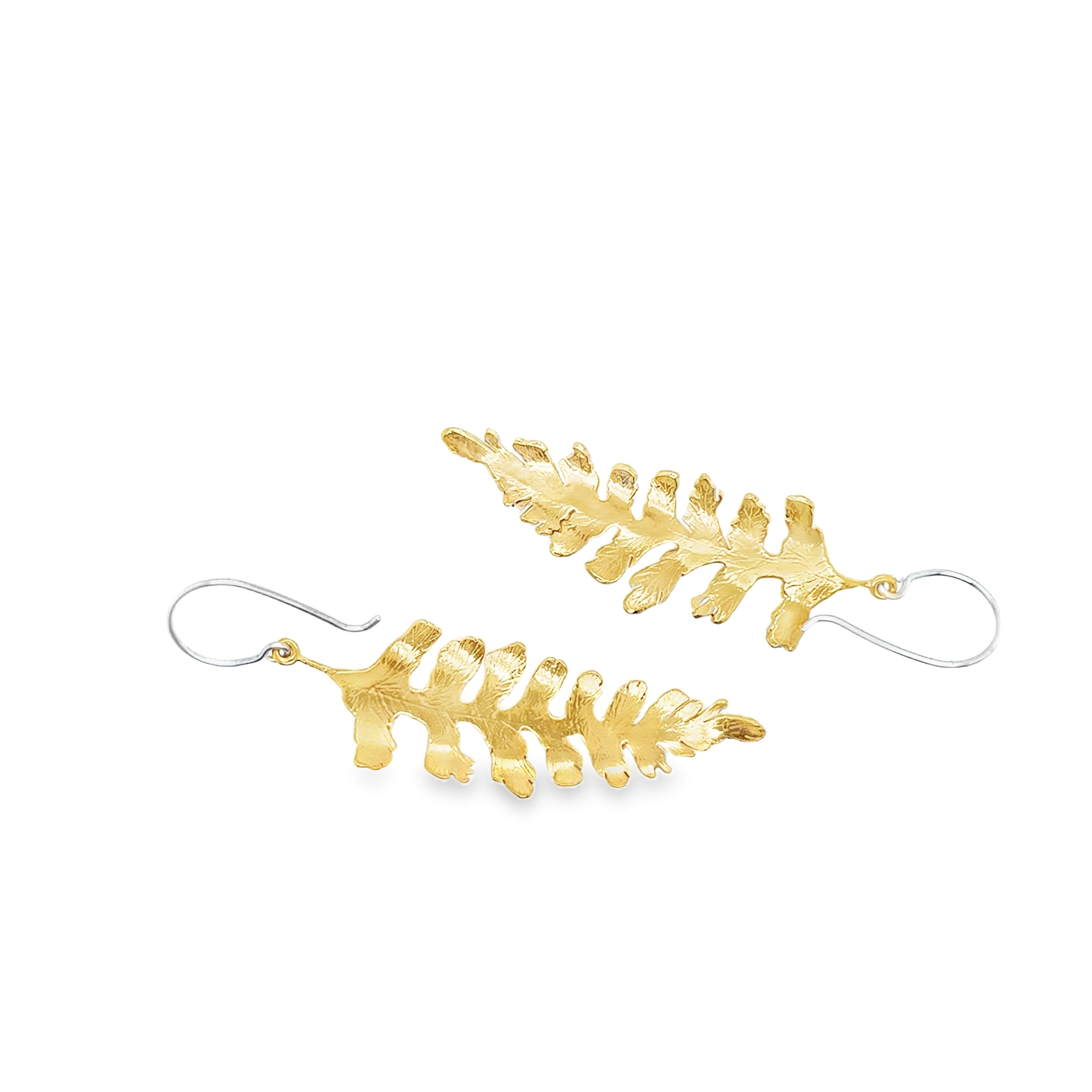 Large silver fern with ombre Earrings