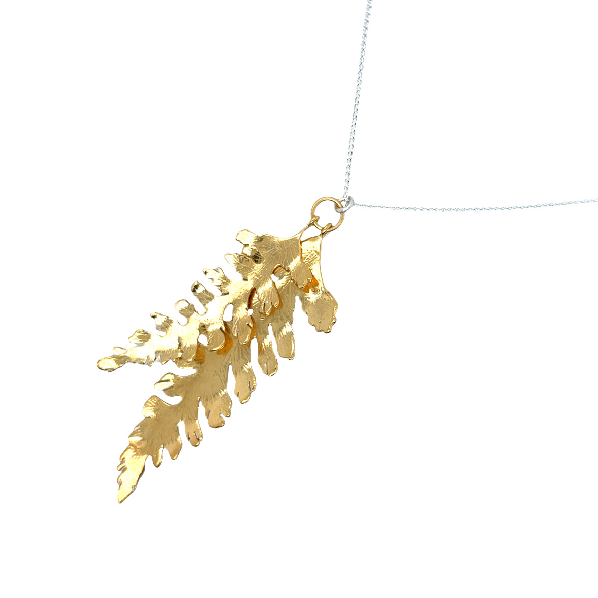 Large Silver Fern with Ombre Necklace