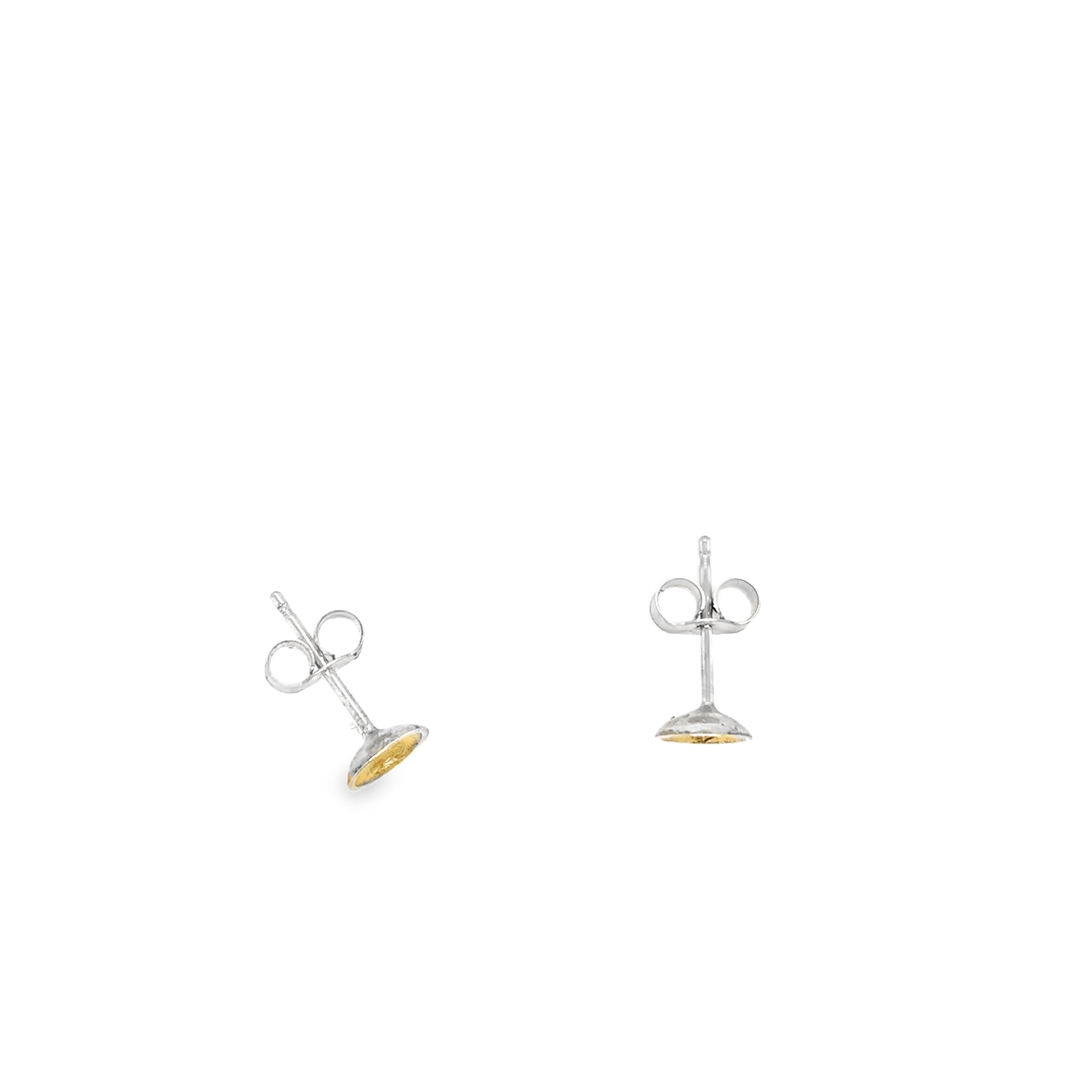 Tiny gold leaf dome stud earrings