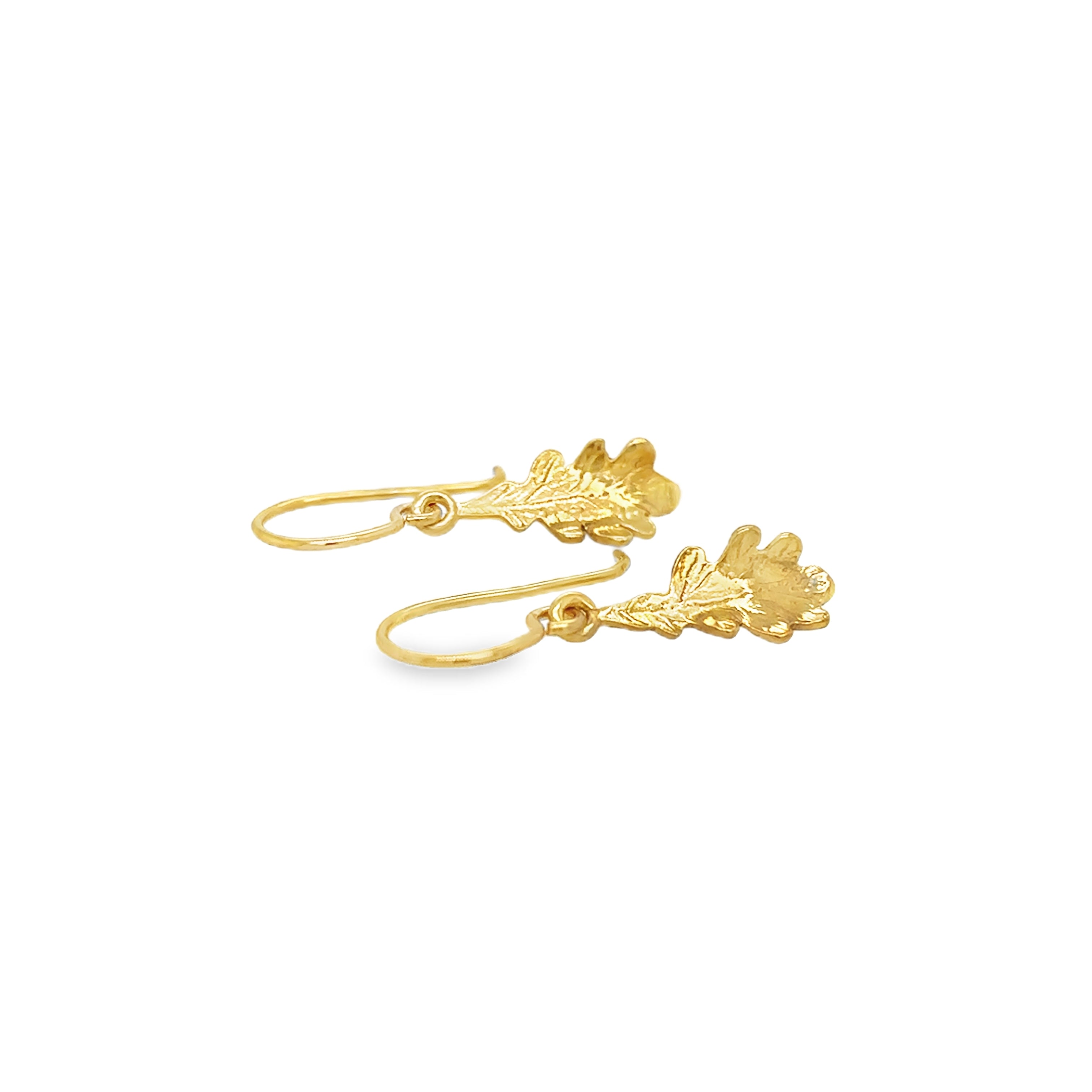 Small silver Gold Plated oak leaf hook Earrings
