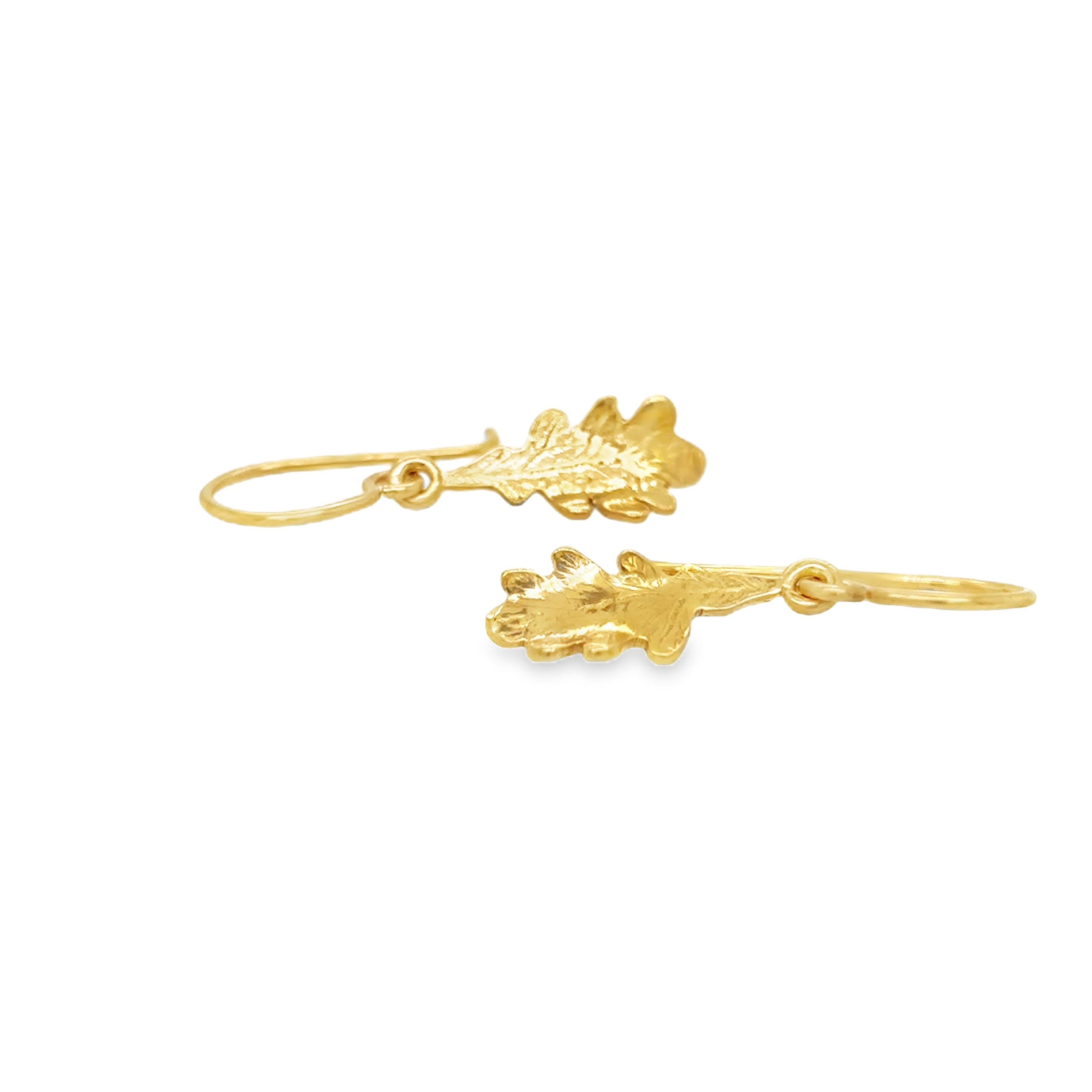 Small silver Gold Plated oak leaf hook Earrings