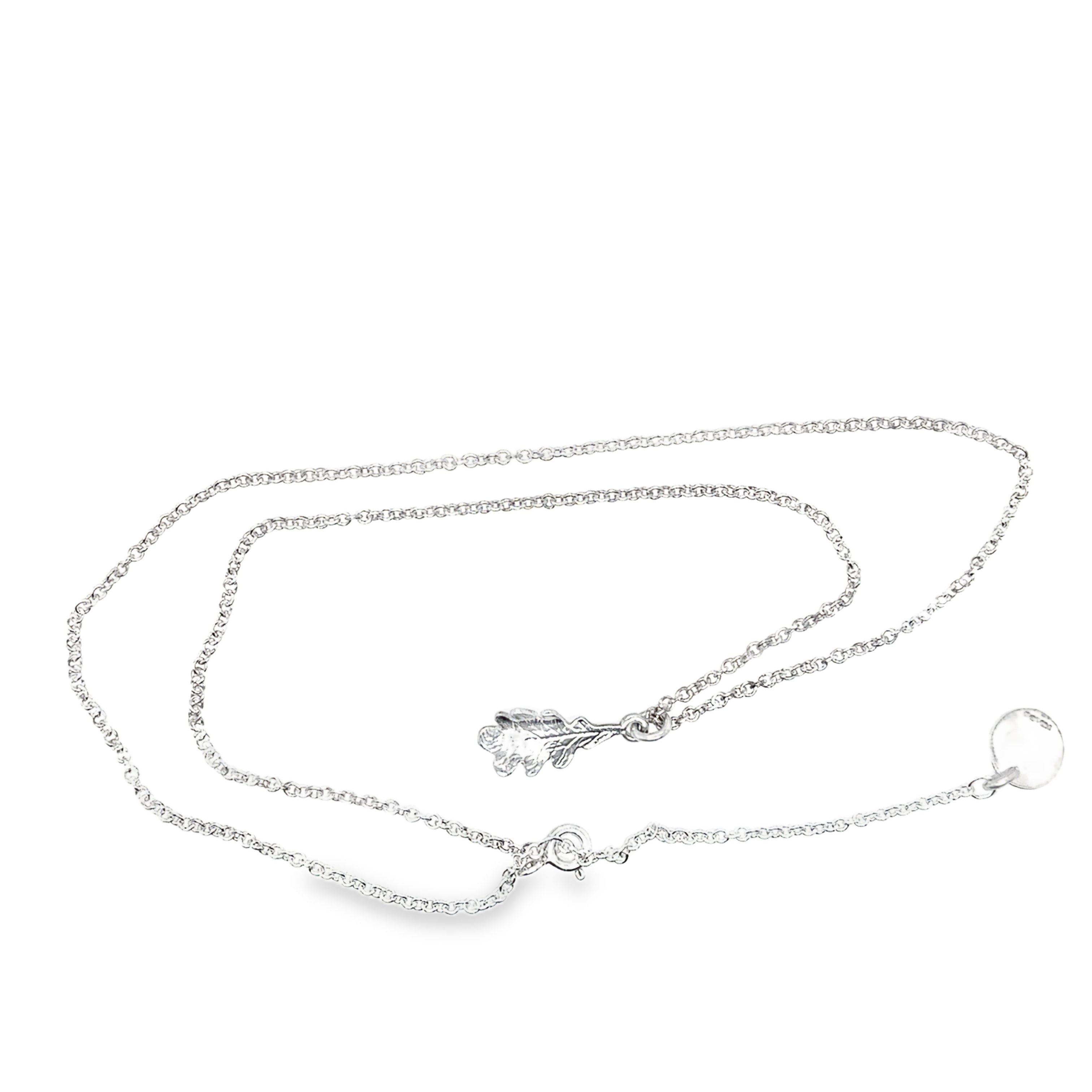 Small silver oak leaf necklace