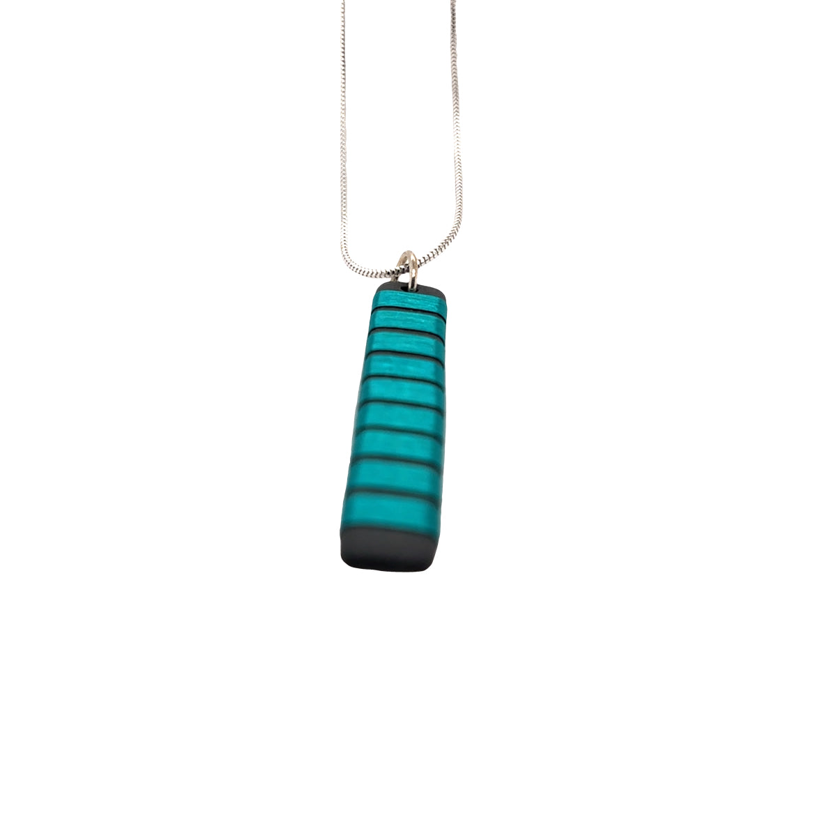 Black porcelain wrapped with sterling silver Aqua wire Necklace