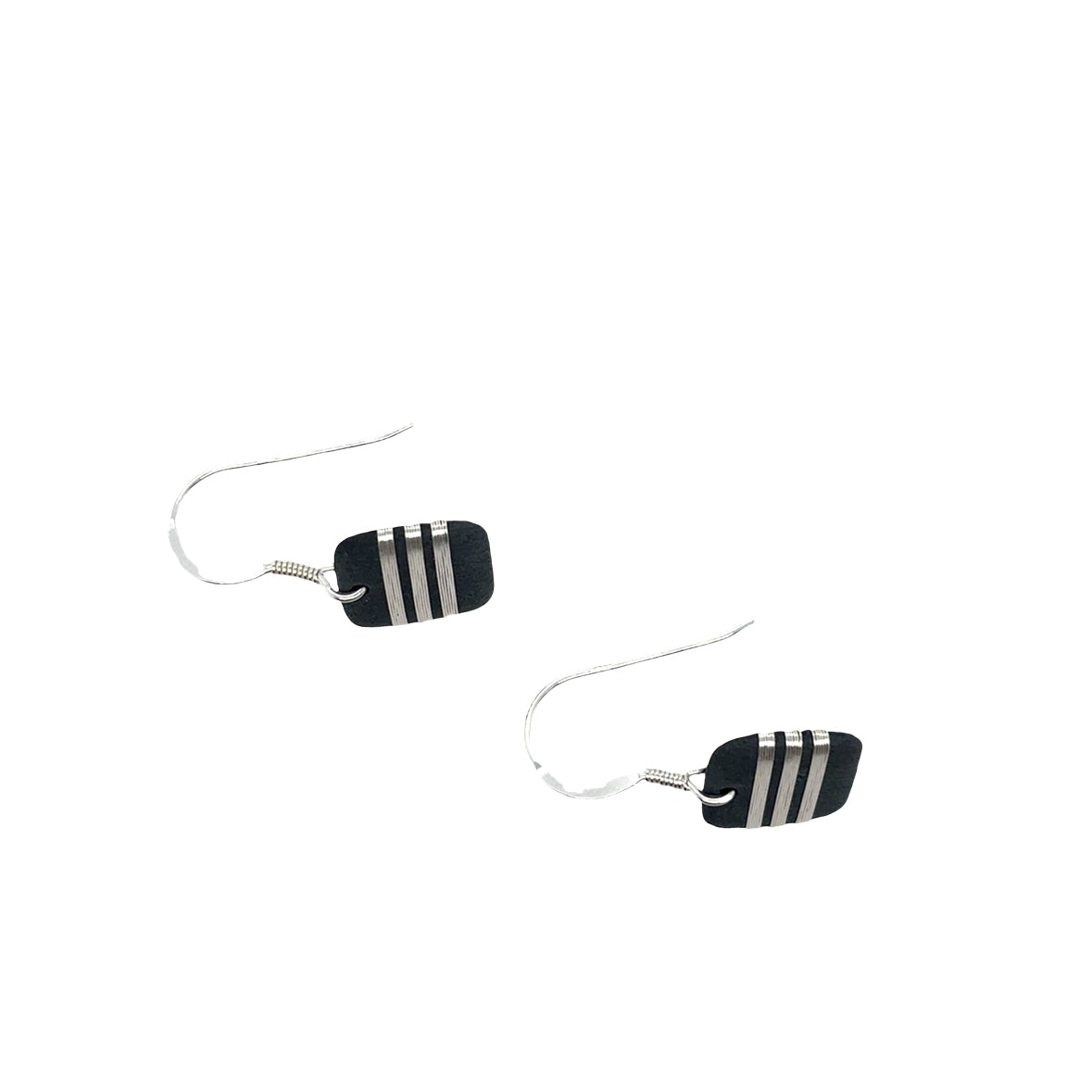 Black porcelain wrapped with Silver wire Earrings