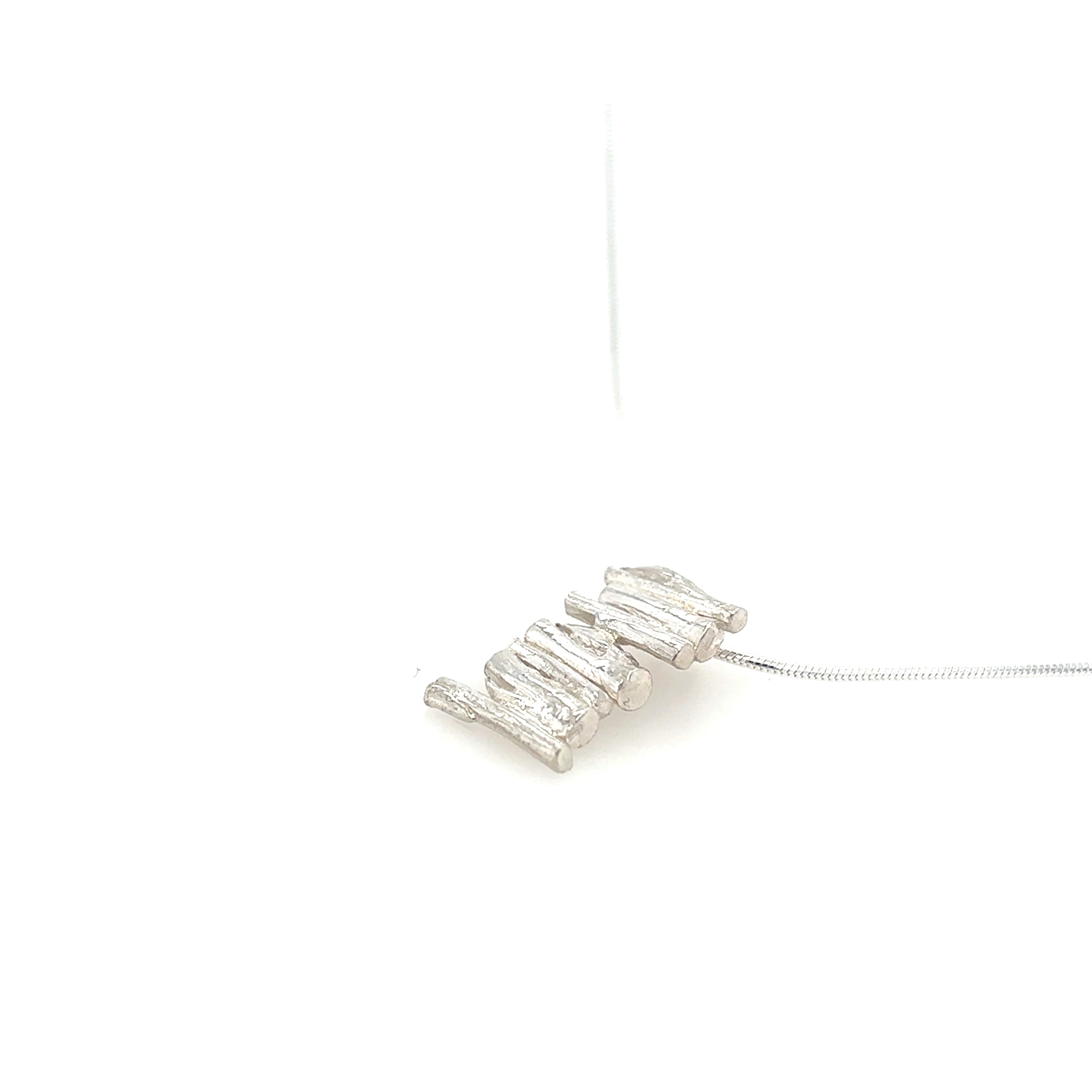 Stacked silver cast willow Necklace