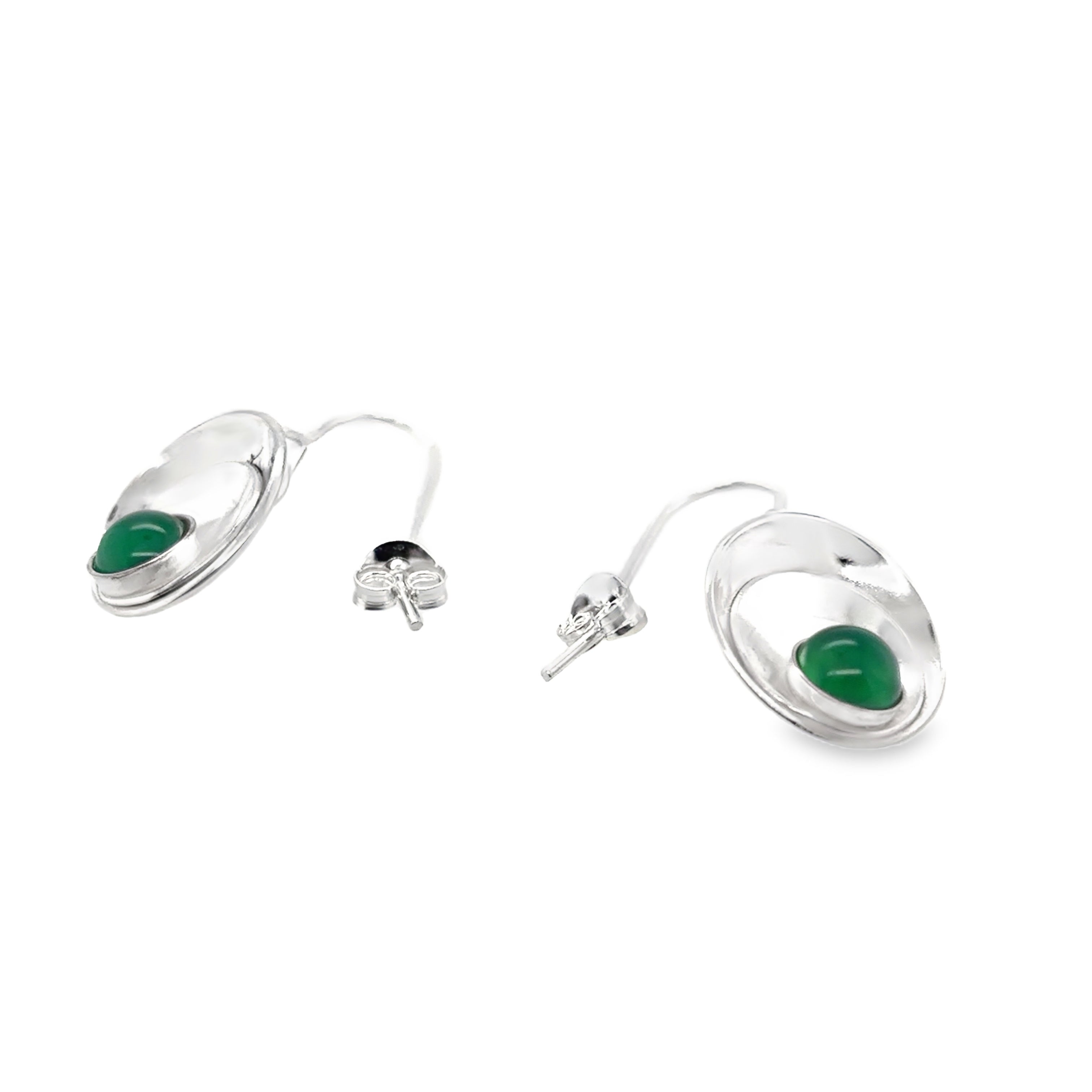 Green onyx silver hooks earrings