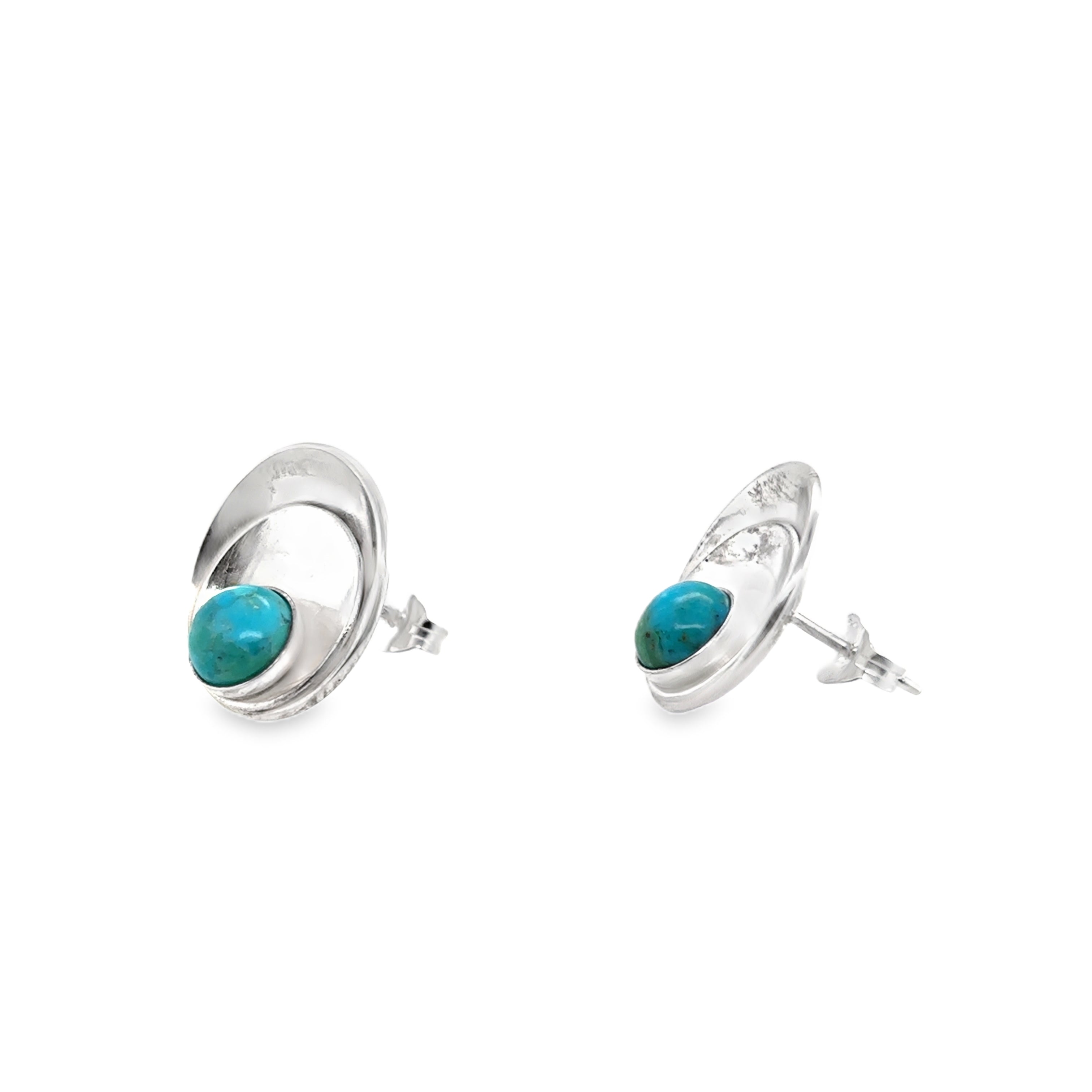 Pale turquoise silver Stud earrings