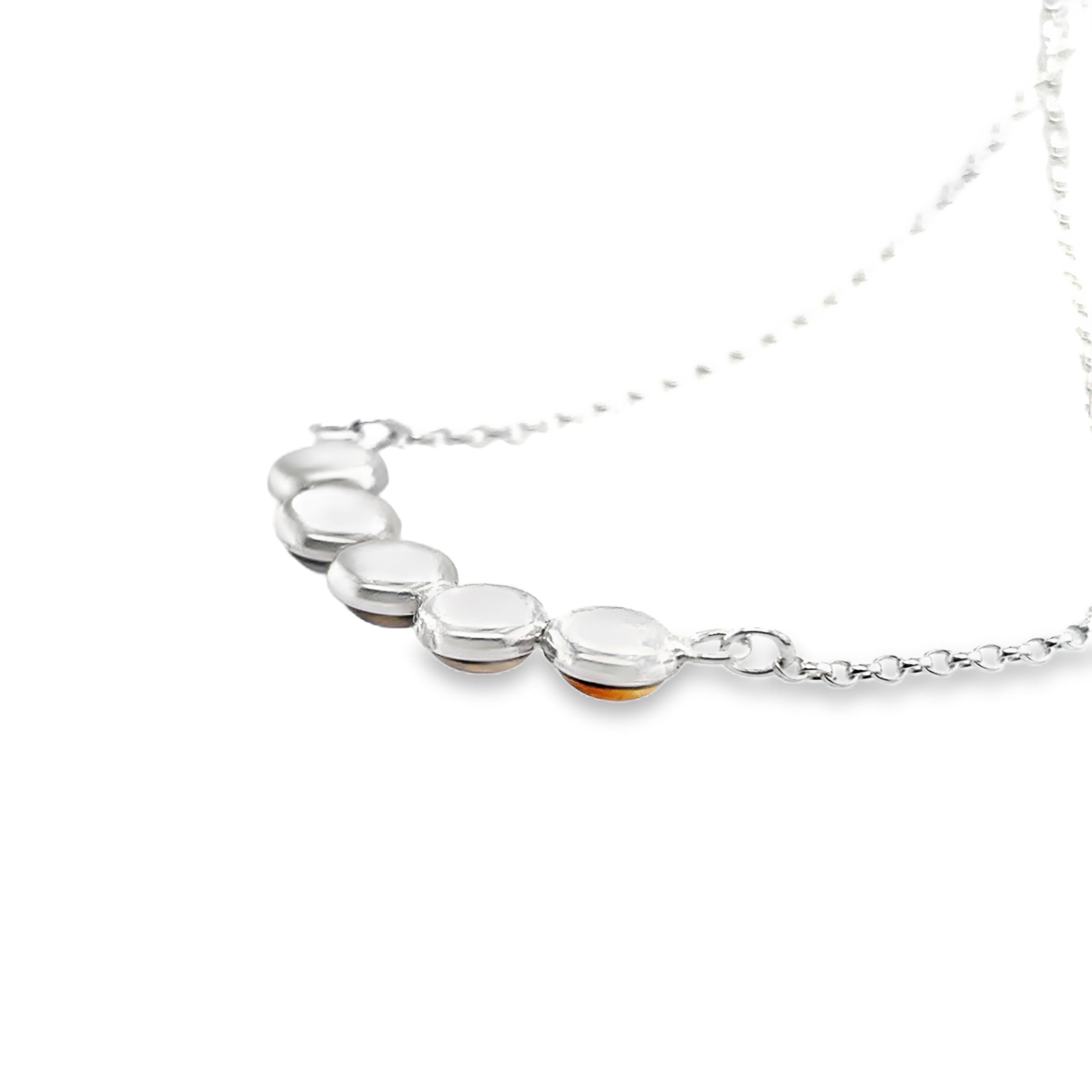 Three Amber cabochon Necklace