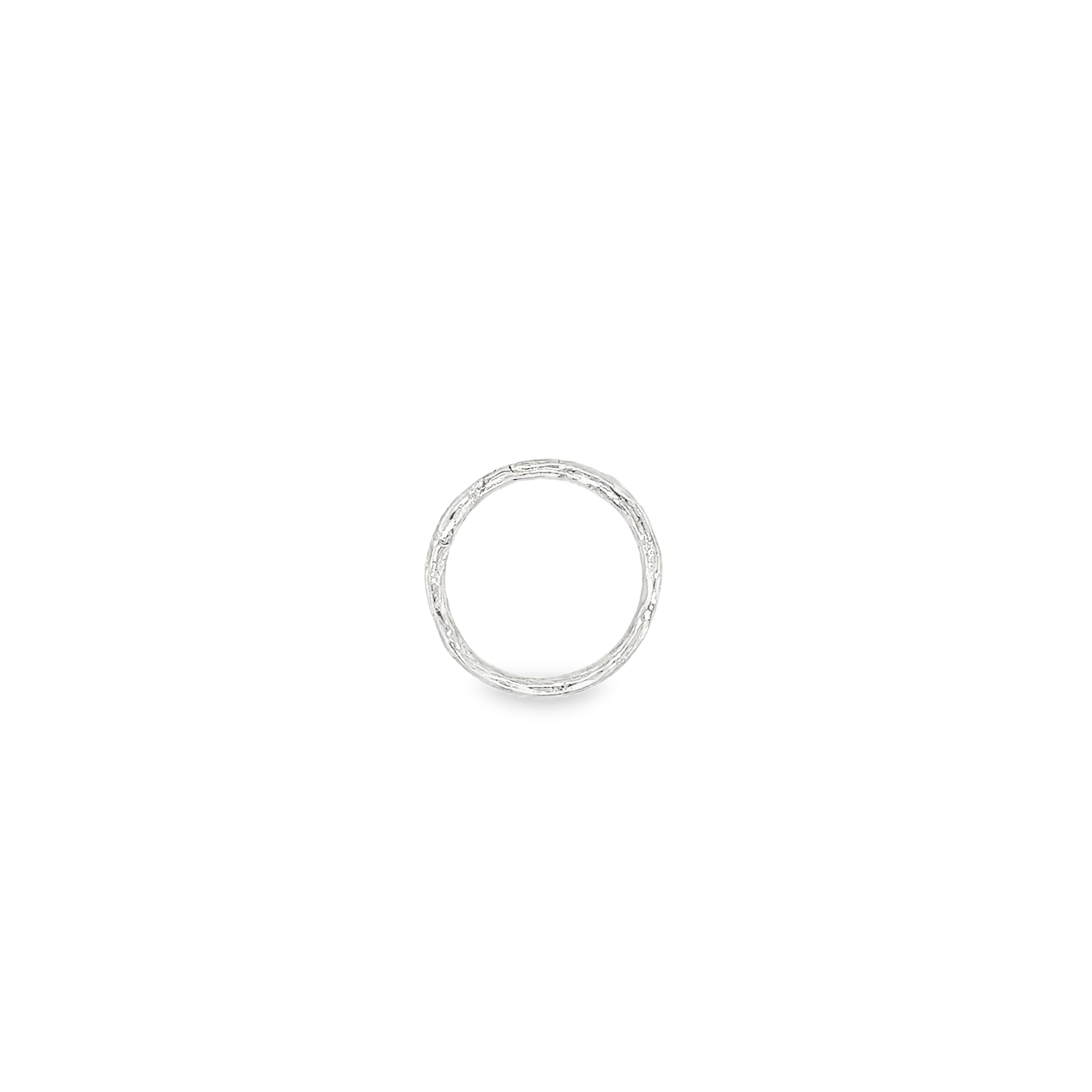 Single silver cast willow ring