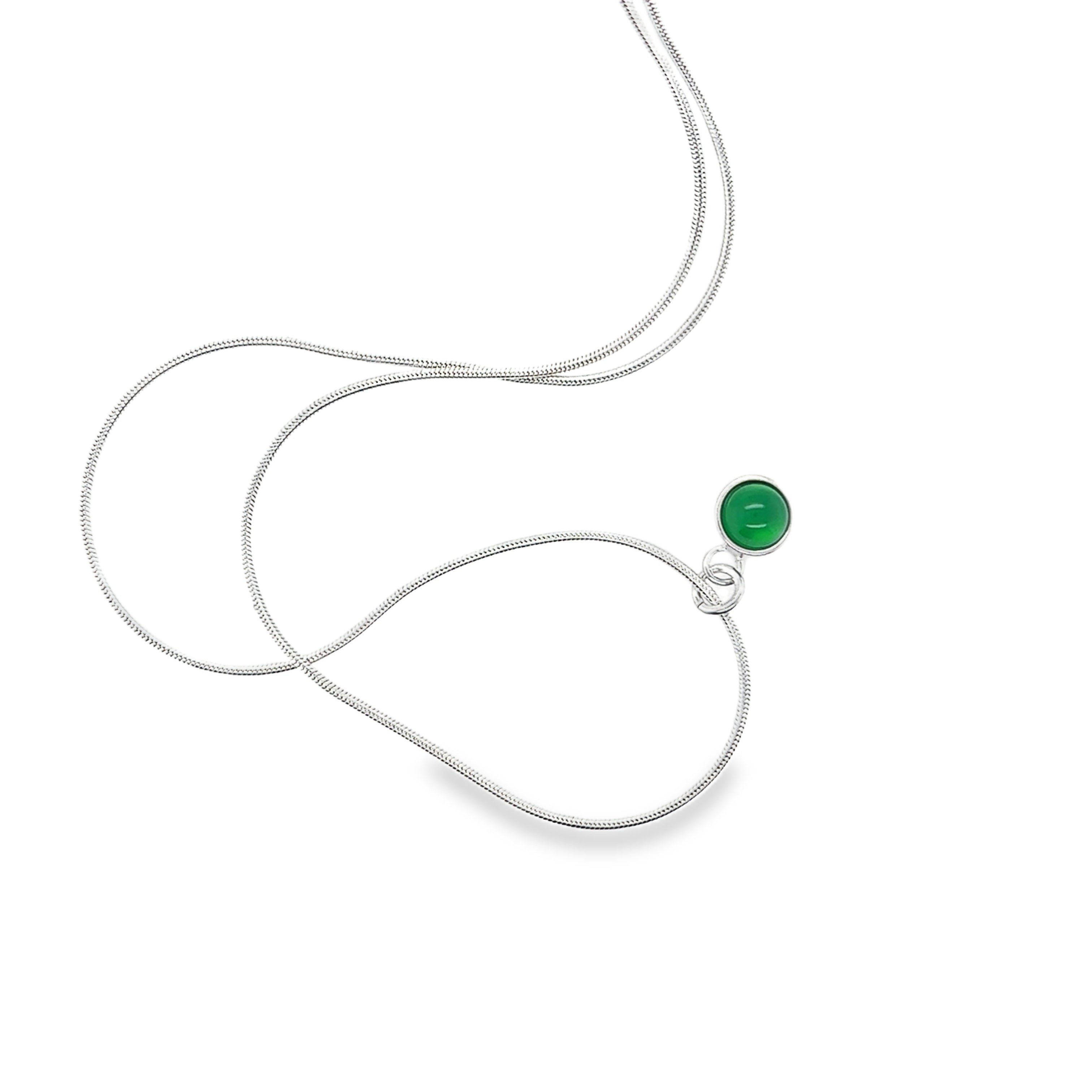 Green onyx cabochon Sterling Silver Necklace