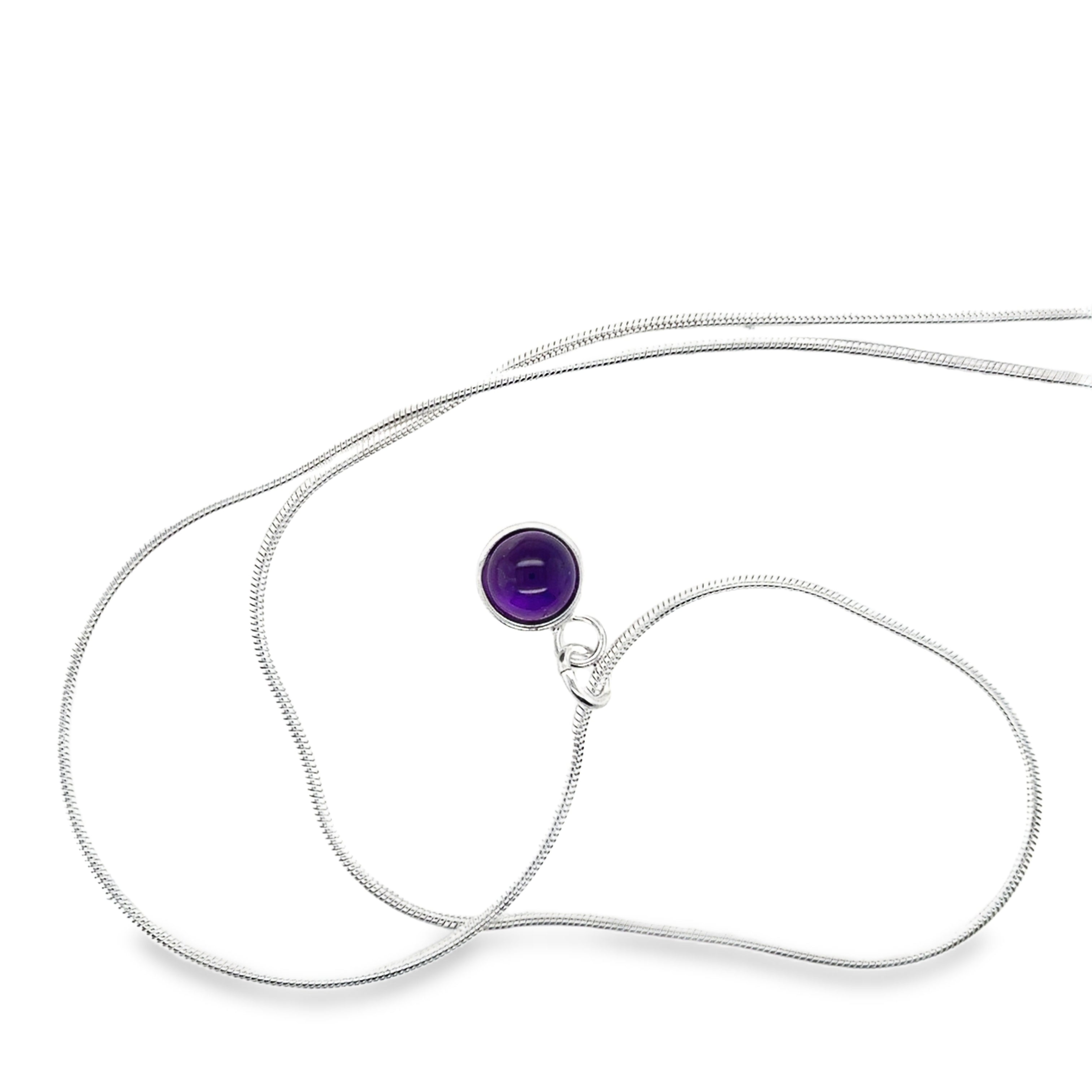Dark amethyst cabochon Sterling Silver Necklace