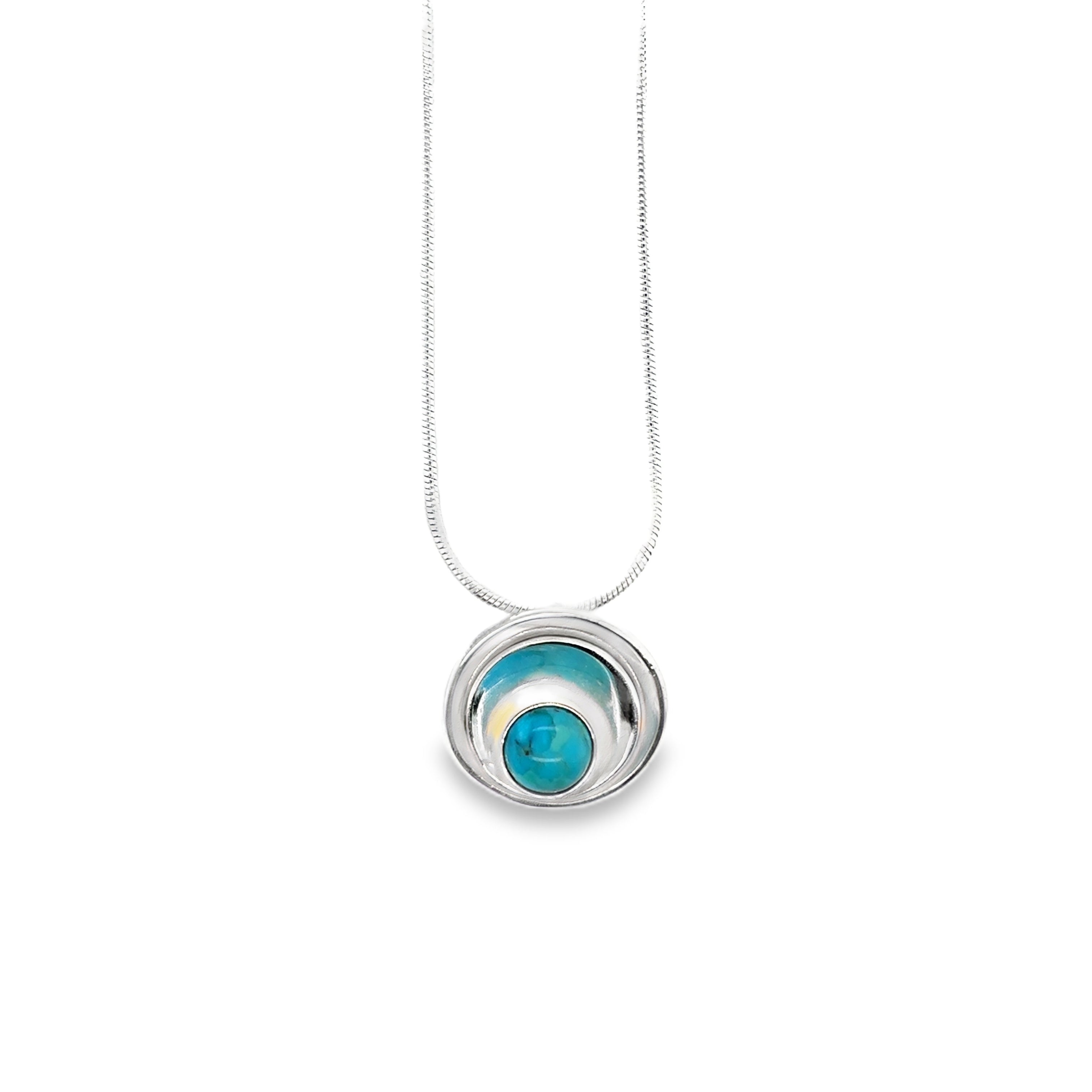 Pale turquoise cabochon Sterling Silver Necklace