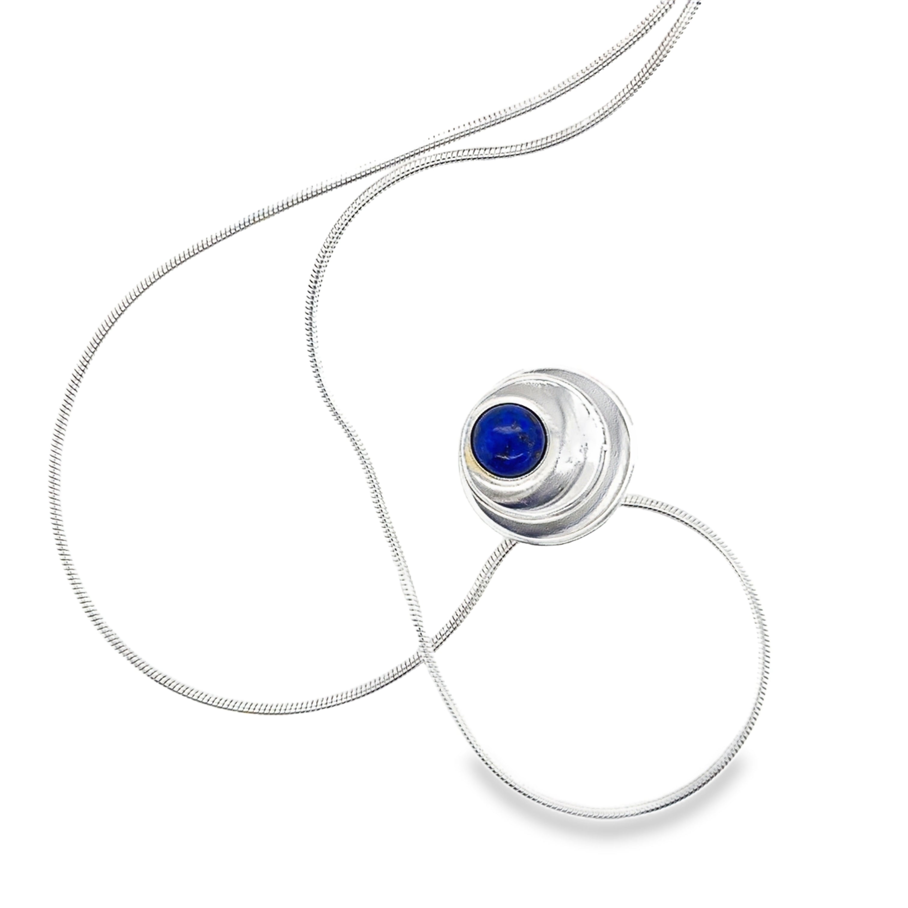 lapis lazuli cabochon Sterling Silver Necklace
