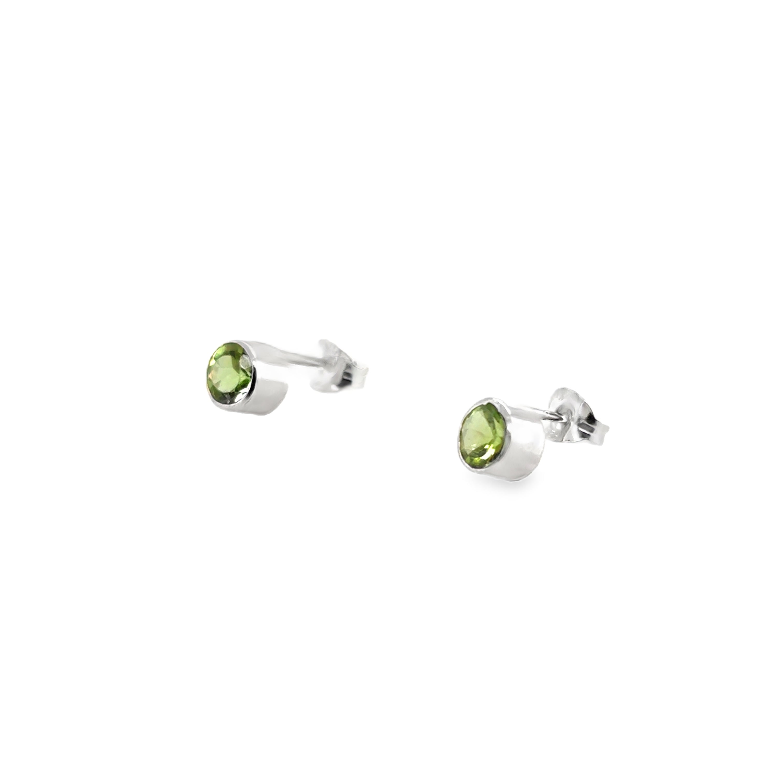 Green peridot silver Stud earrings