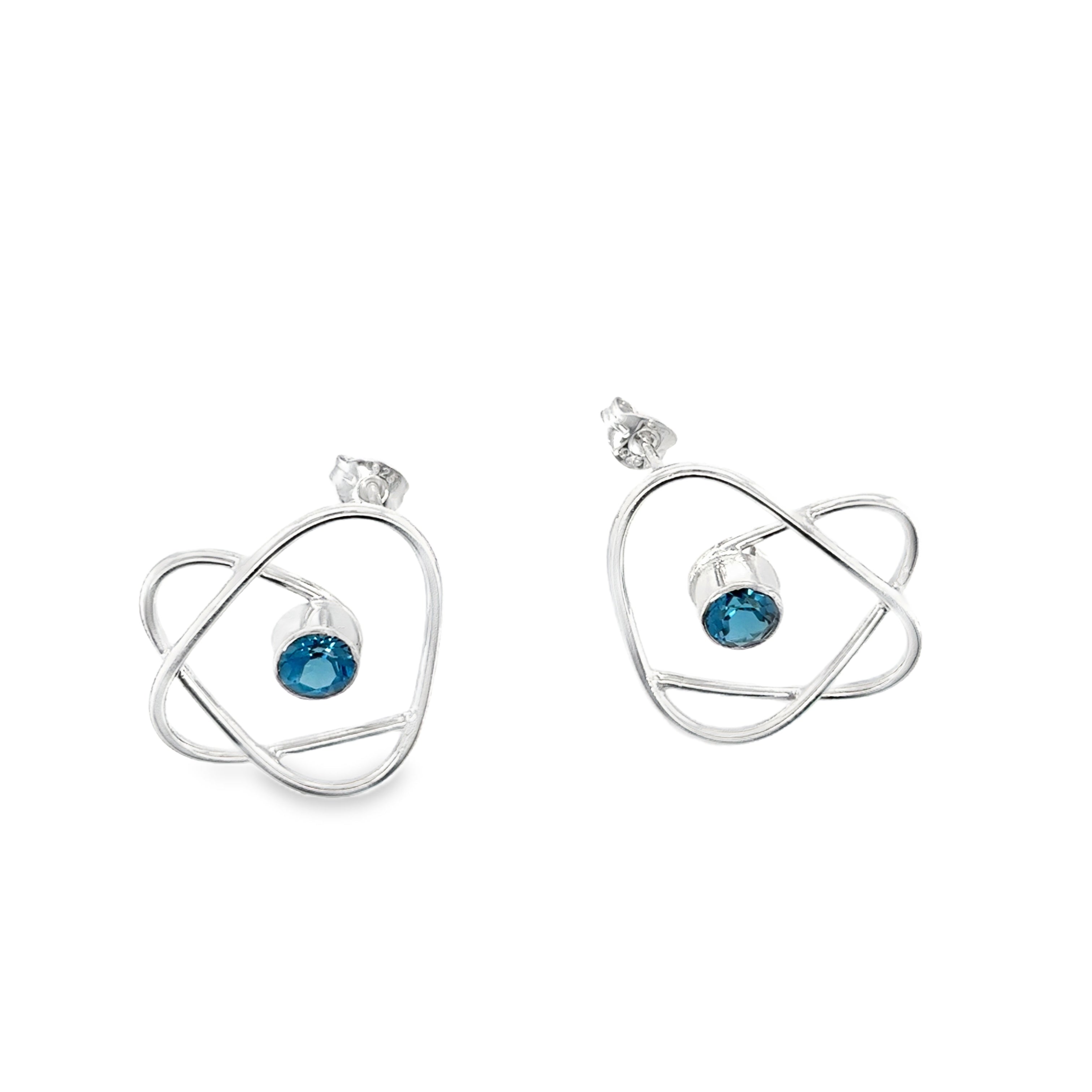 Blue topaz stone silver Stud Earrings