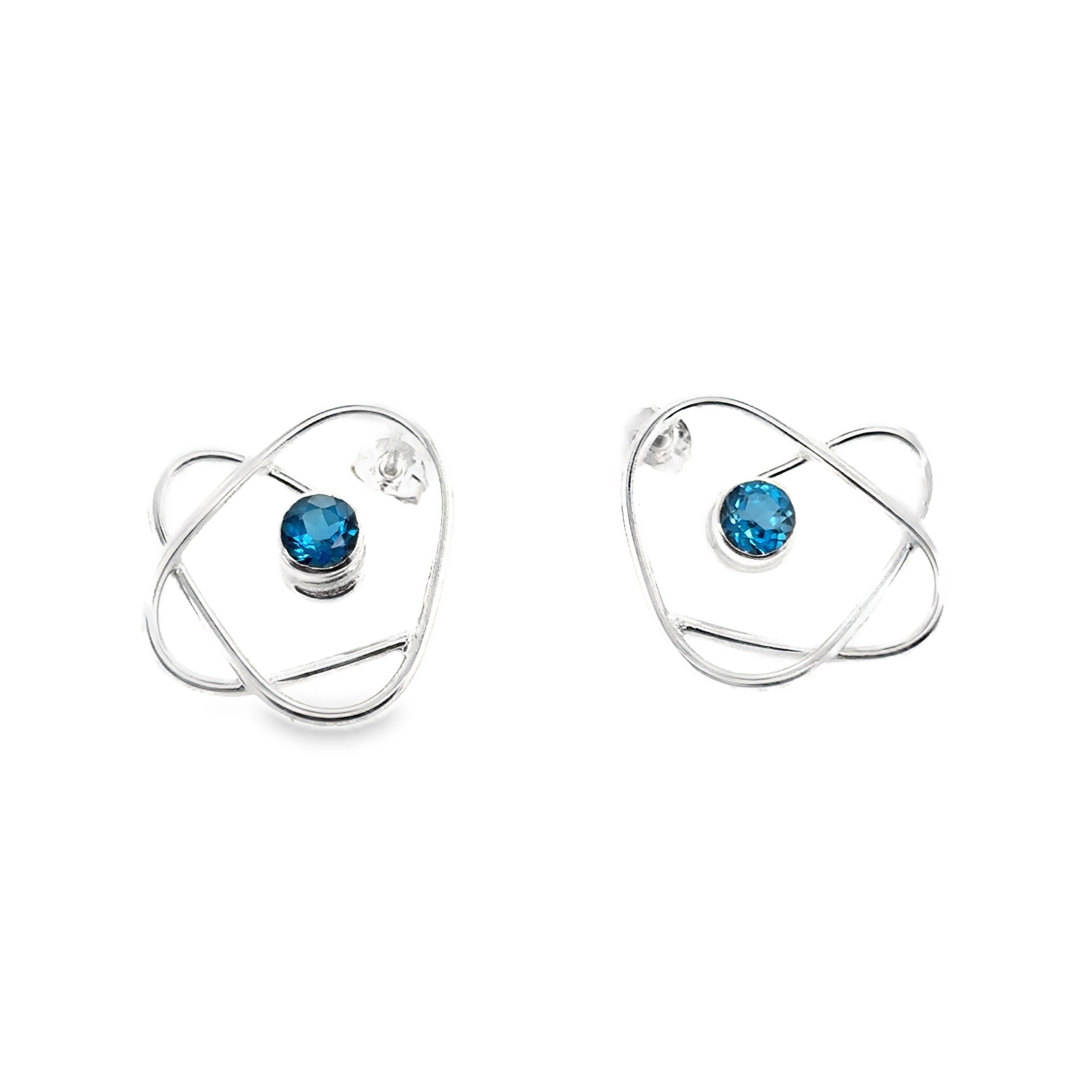 Blue topaz stone silver Stud Earrings