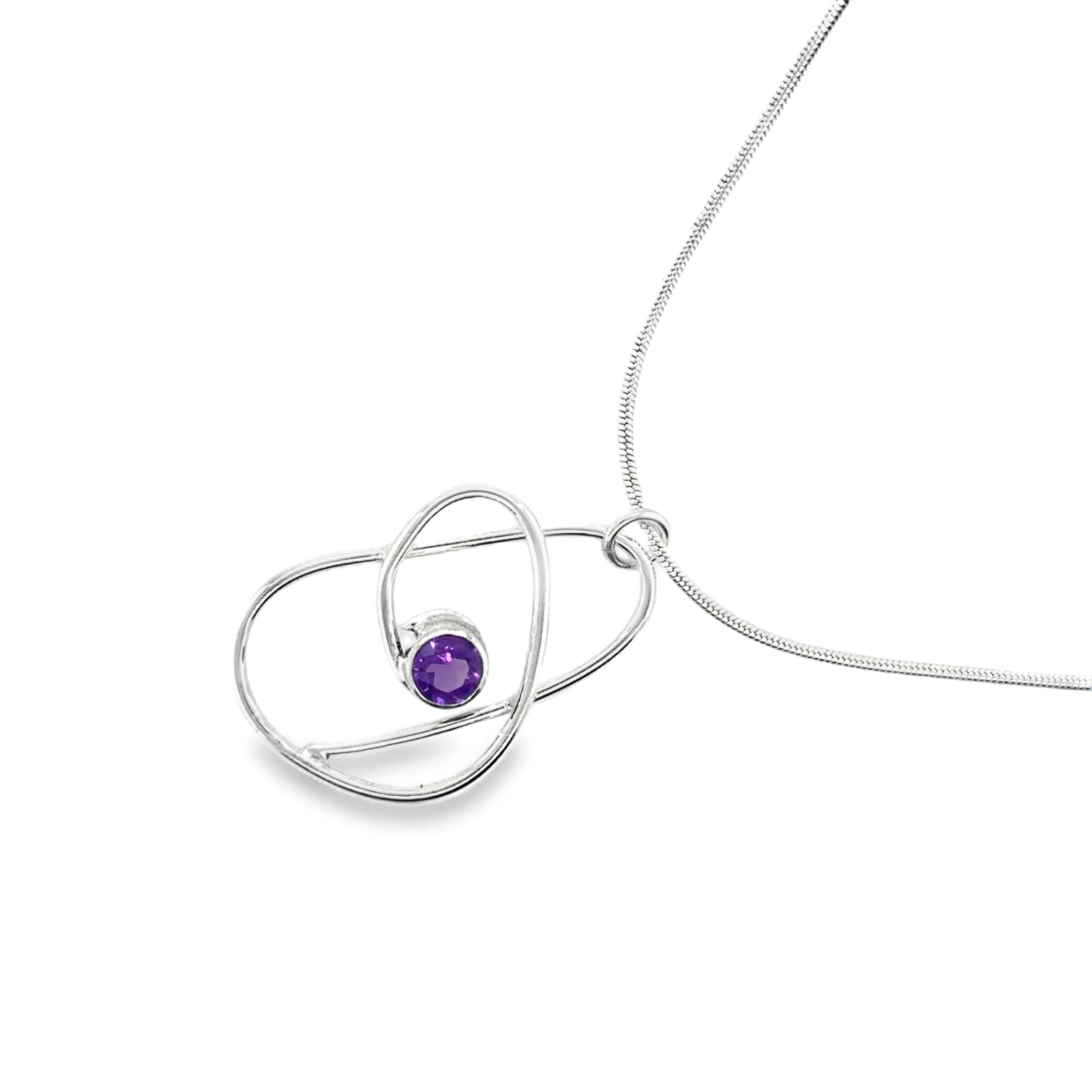 Faceted Amethyst Sterling Silver Necklace