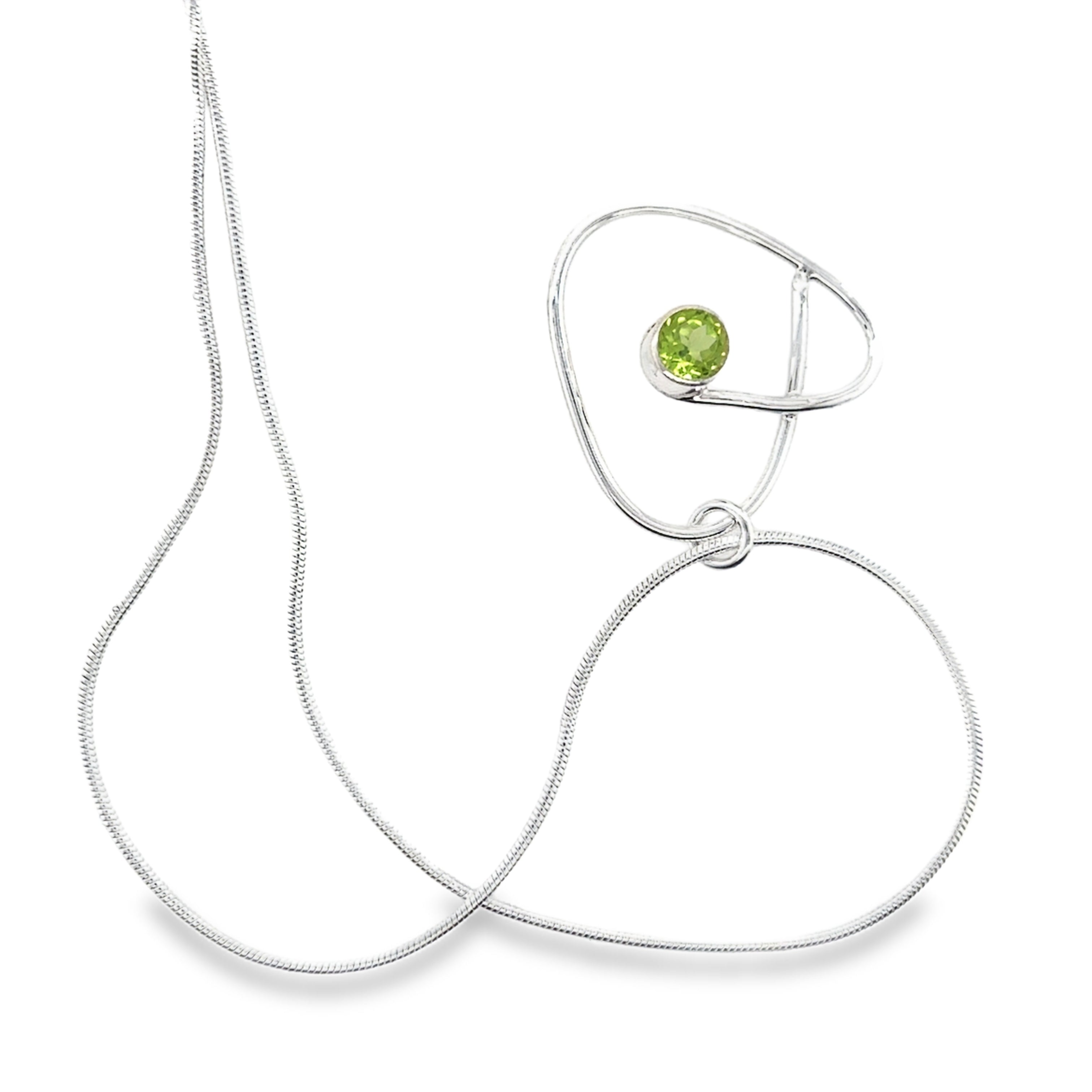 Faceted Peridot Sterling Silver Necklace