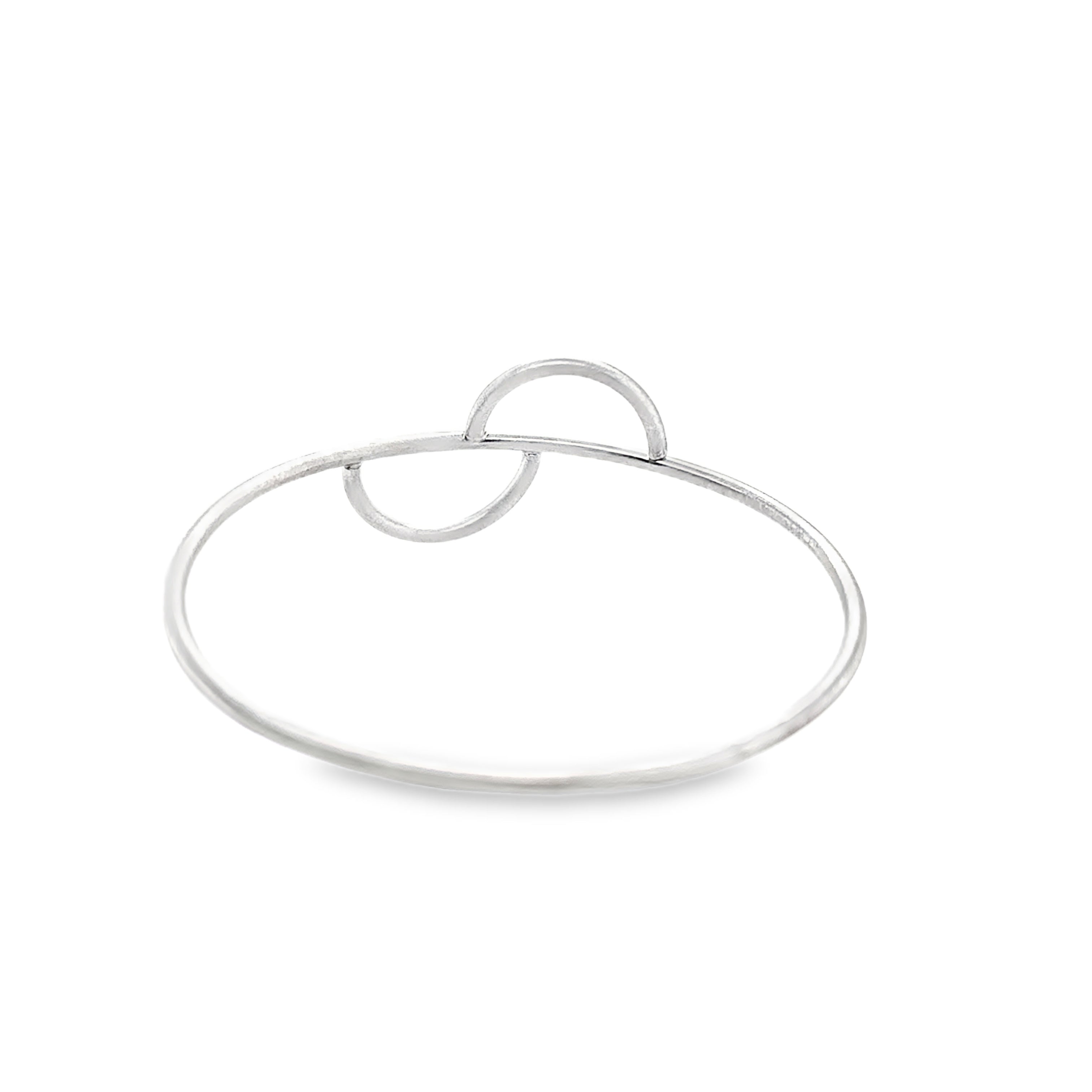 Silver Split oval bangle with a scratch matt finish