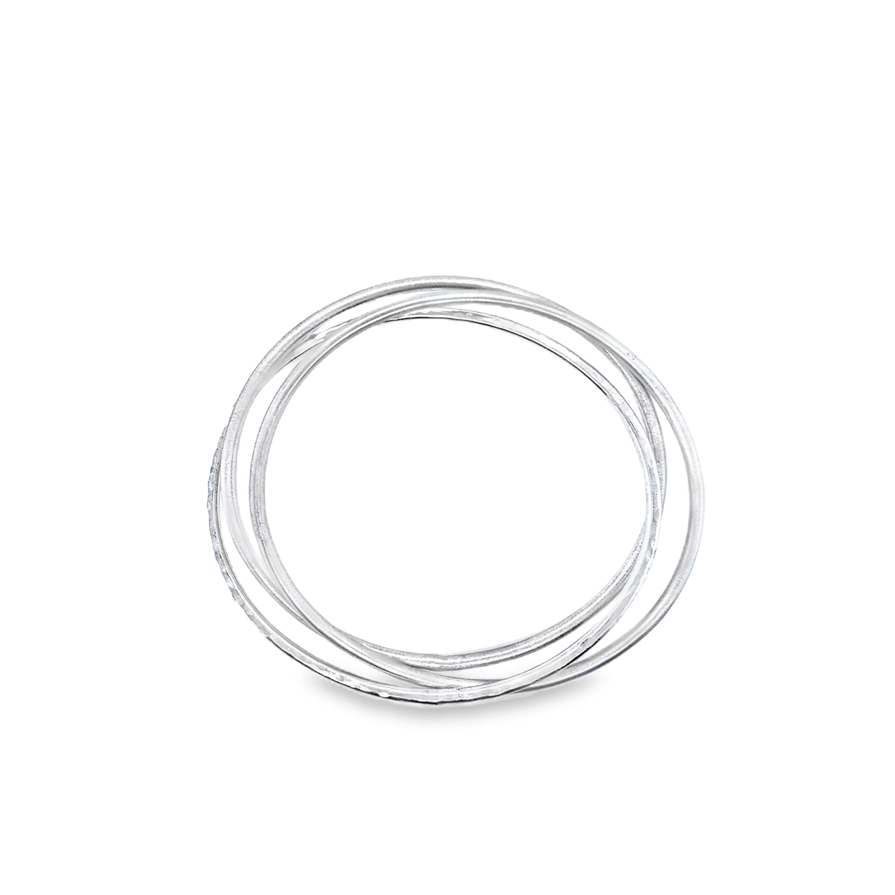 Triple round silver wire bangles