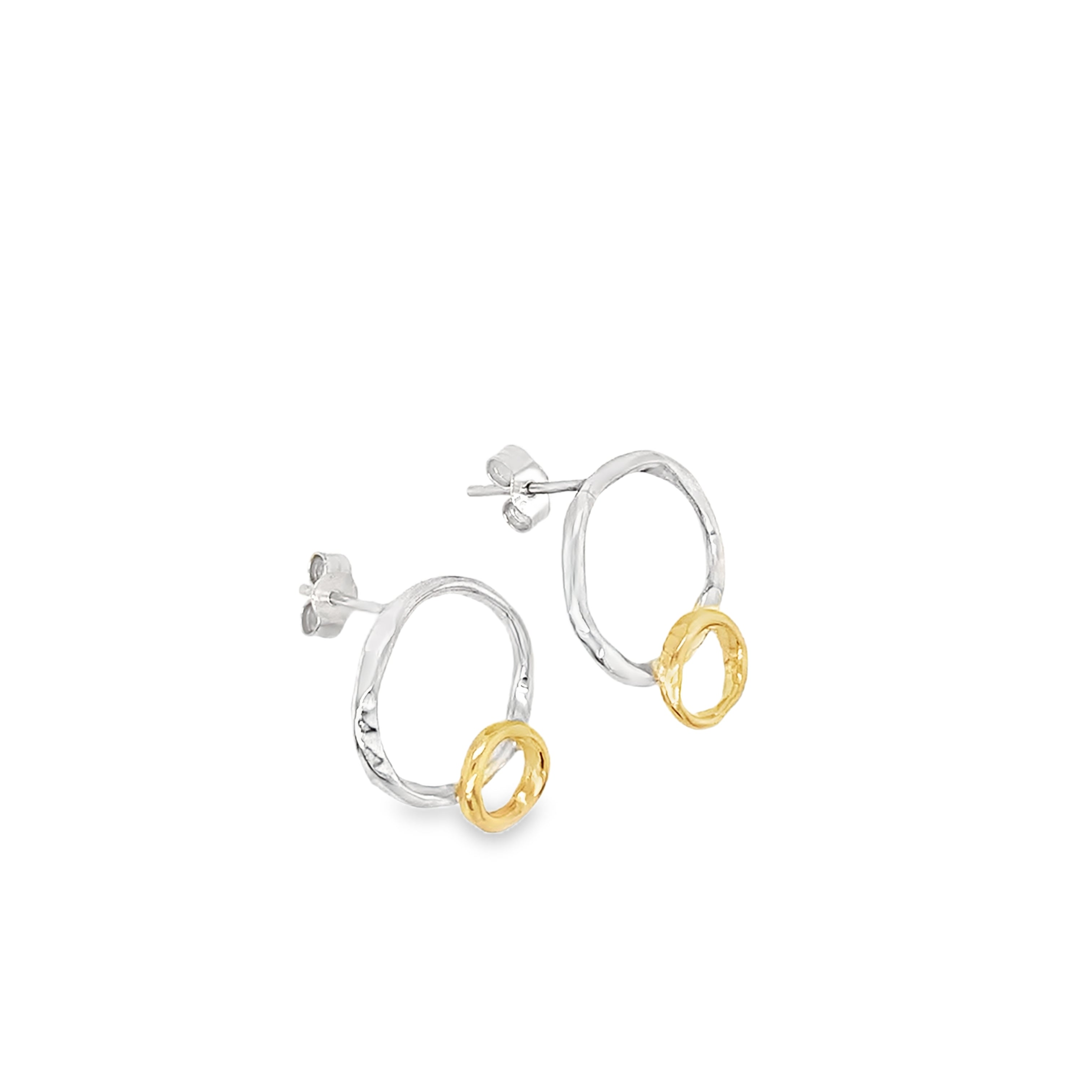 Textured wire in Silver and 9ct yellow gold Earrings
