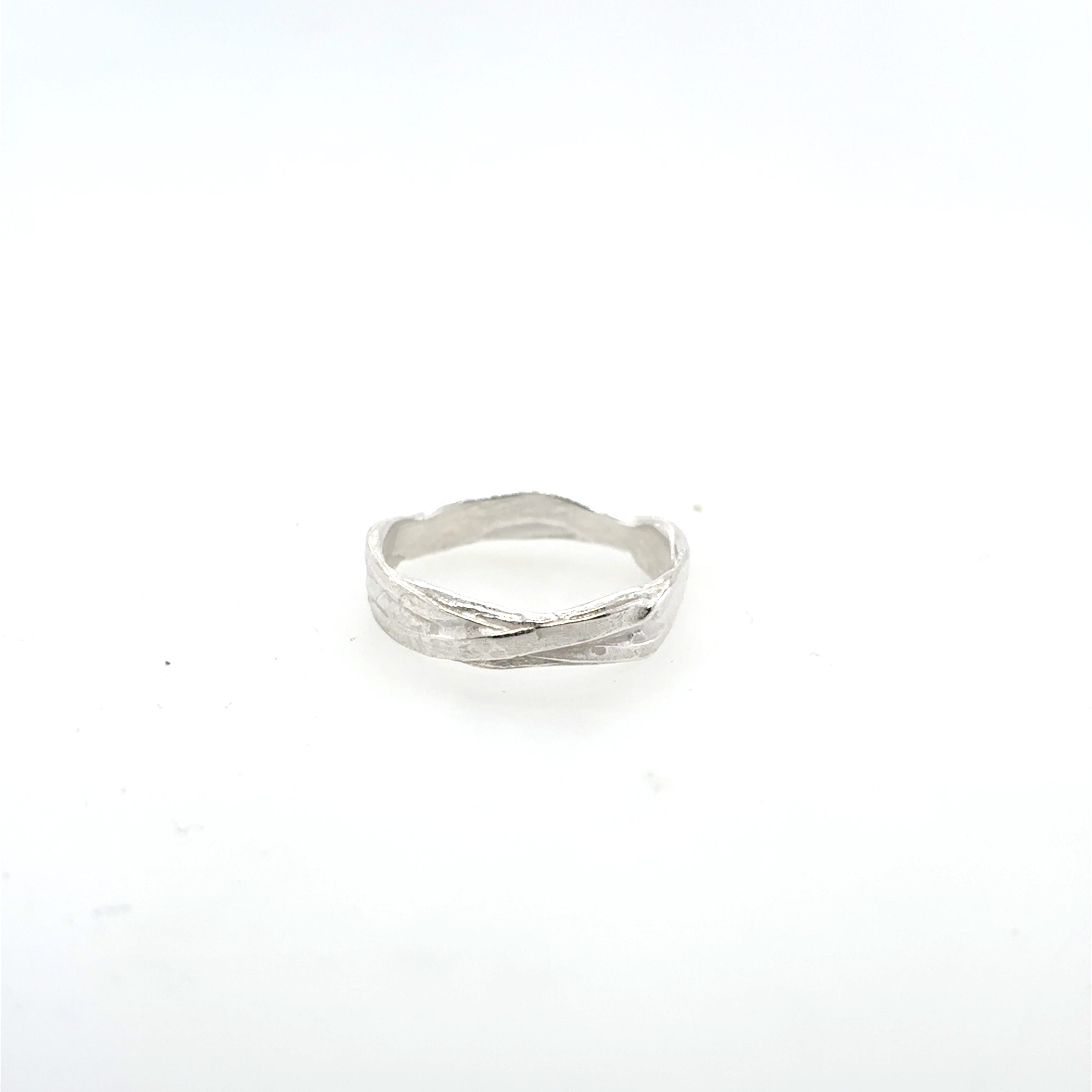 narrow ribbon silver ring