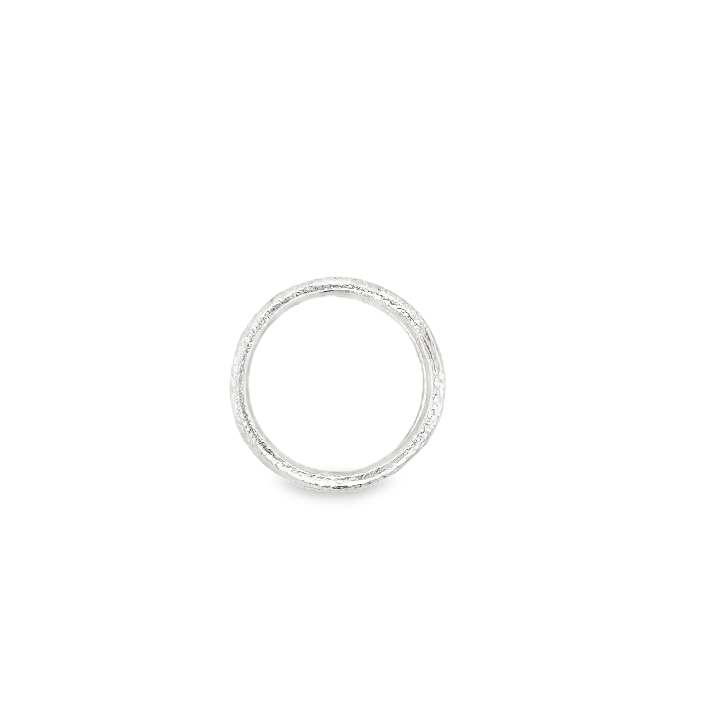Double melted band silver ring