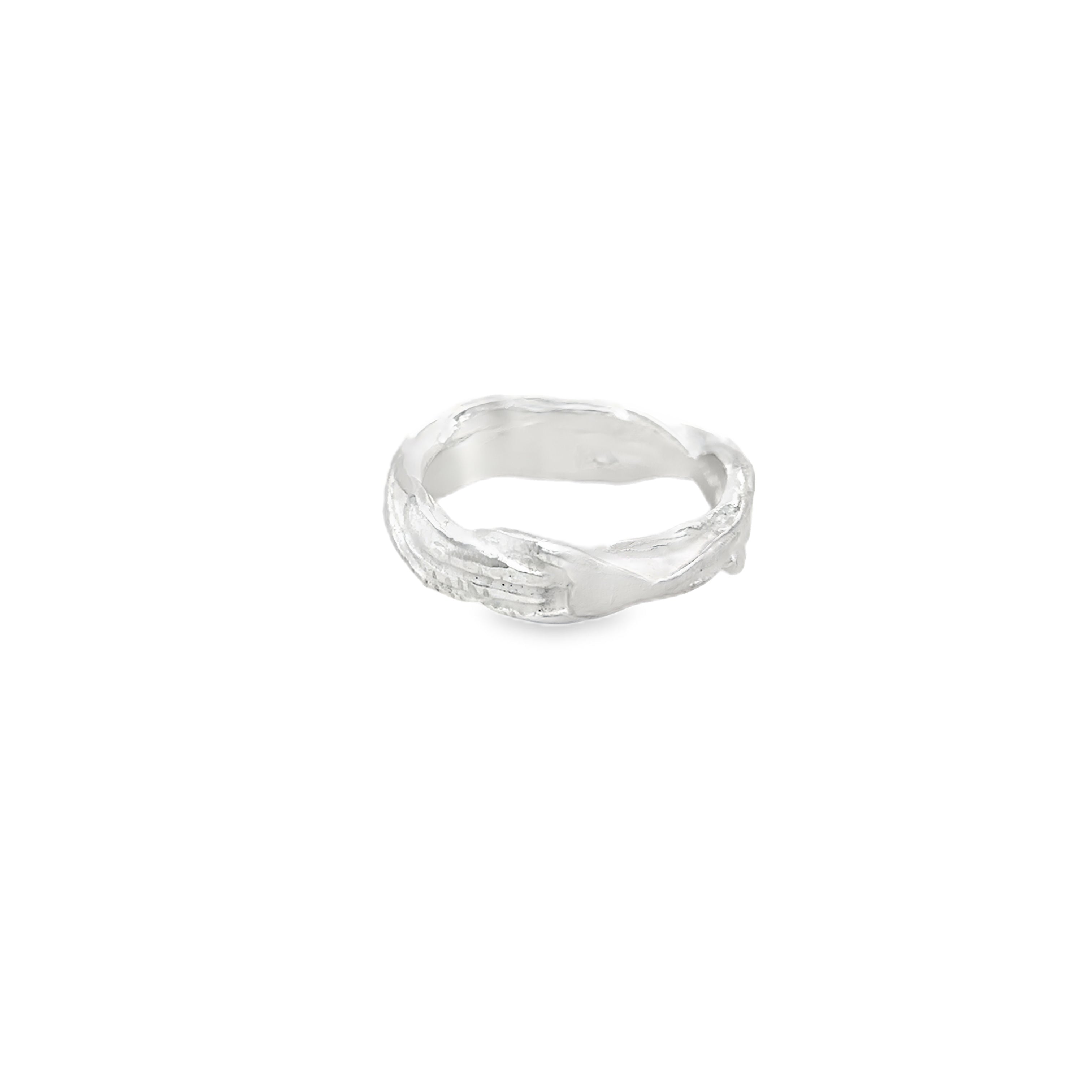 Wide wire silver ring