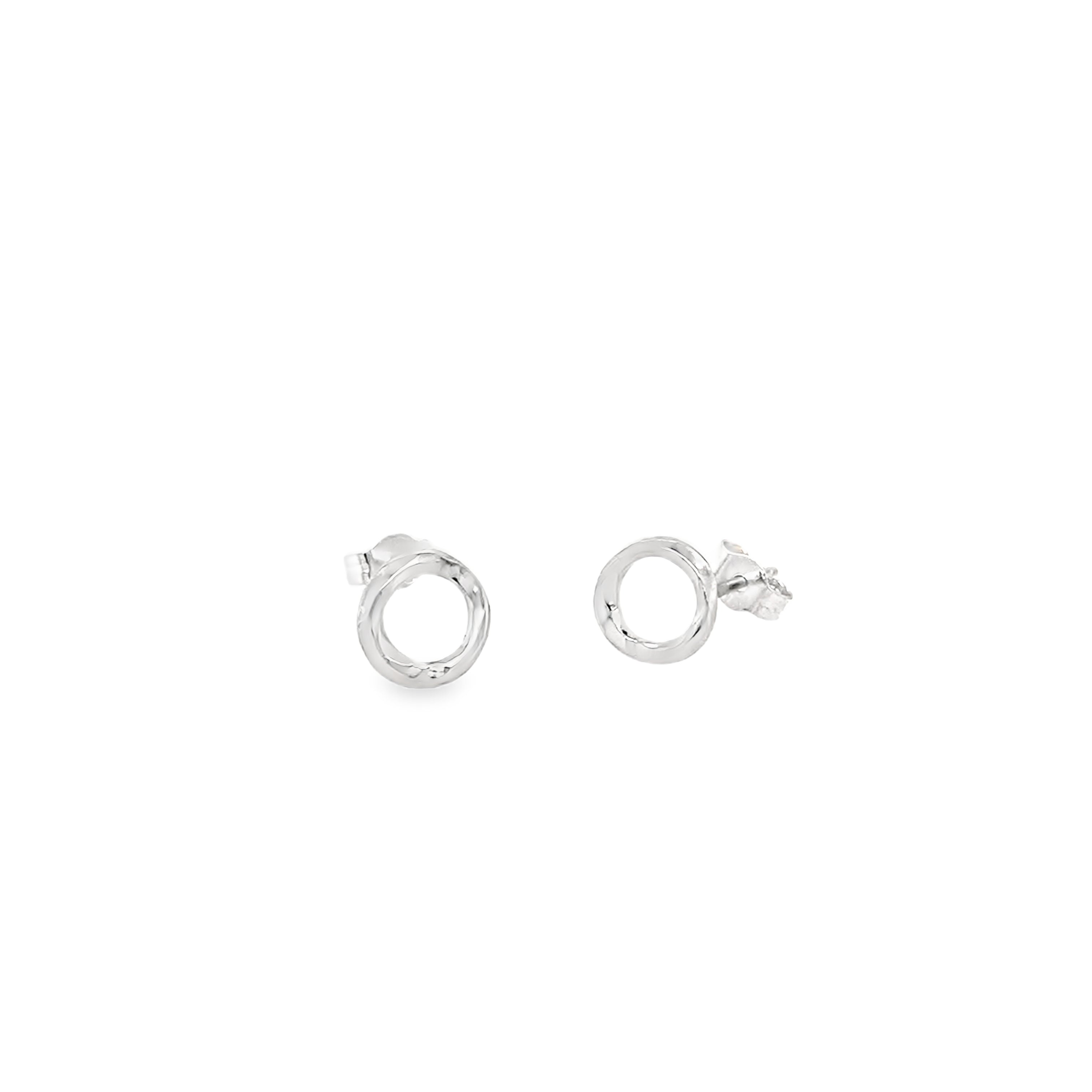 textured sterling silver wire Circle Studs
