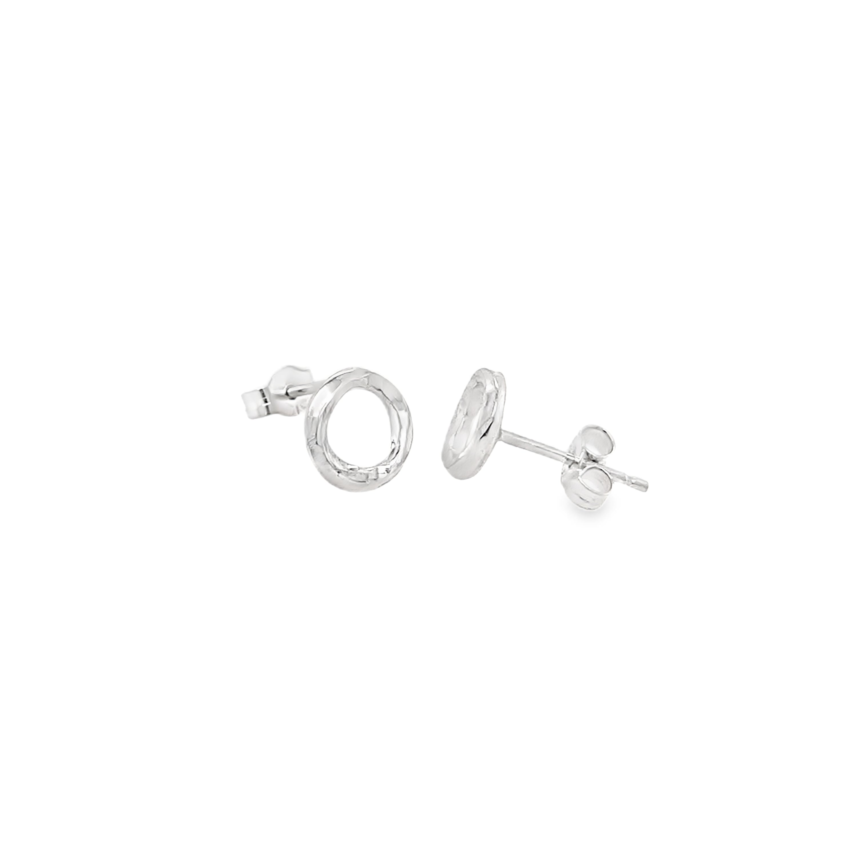 textured sterling silver wire Circle Studs