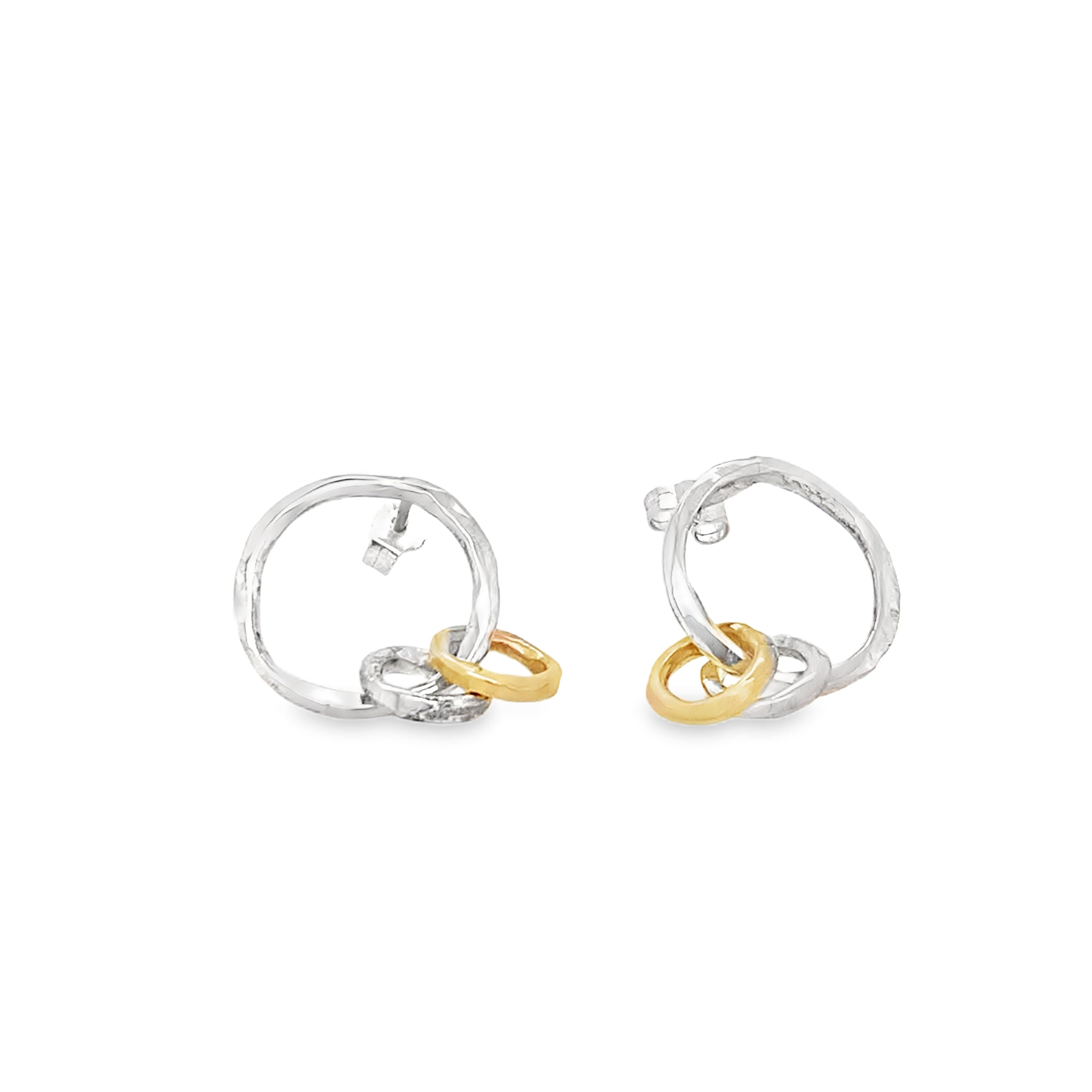 Silver circle earrings with two rings Earrings