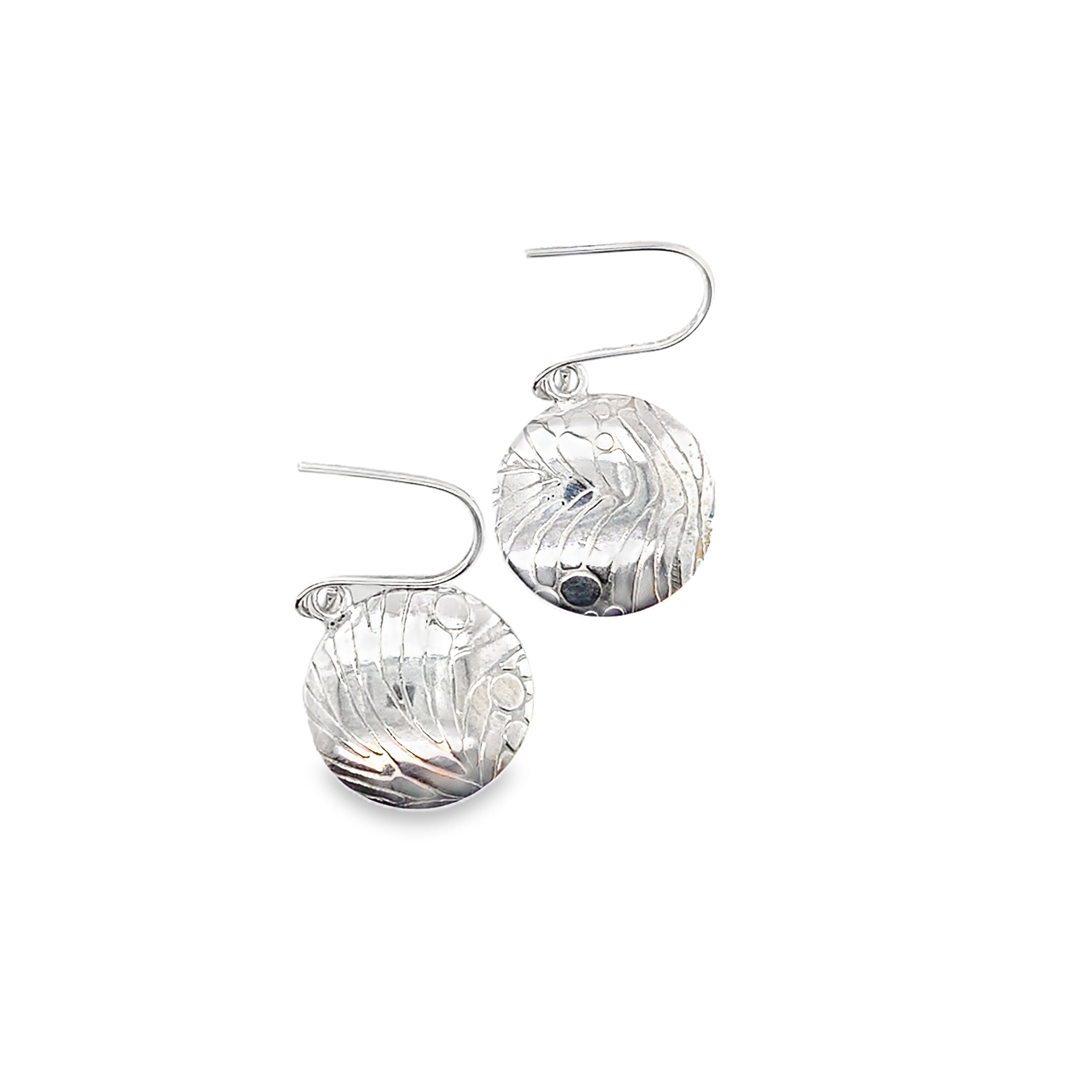 "Under The Sea" Silver Convex Drop Earrings