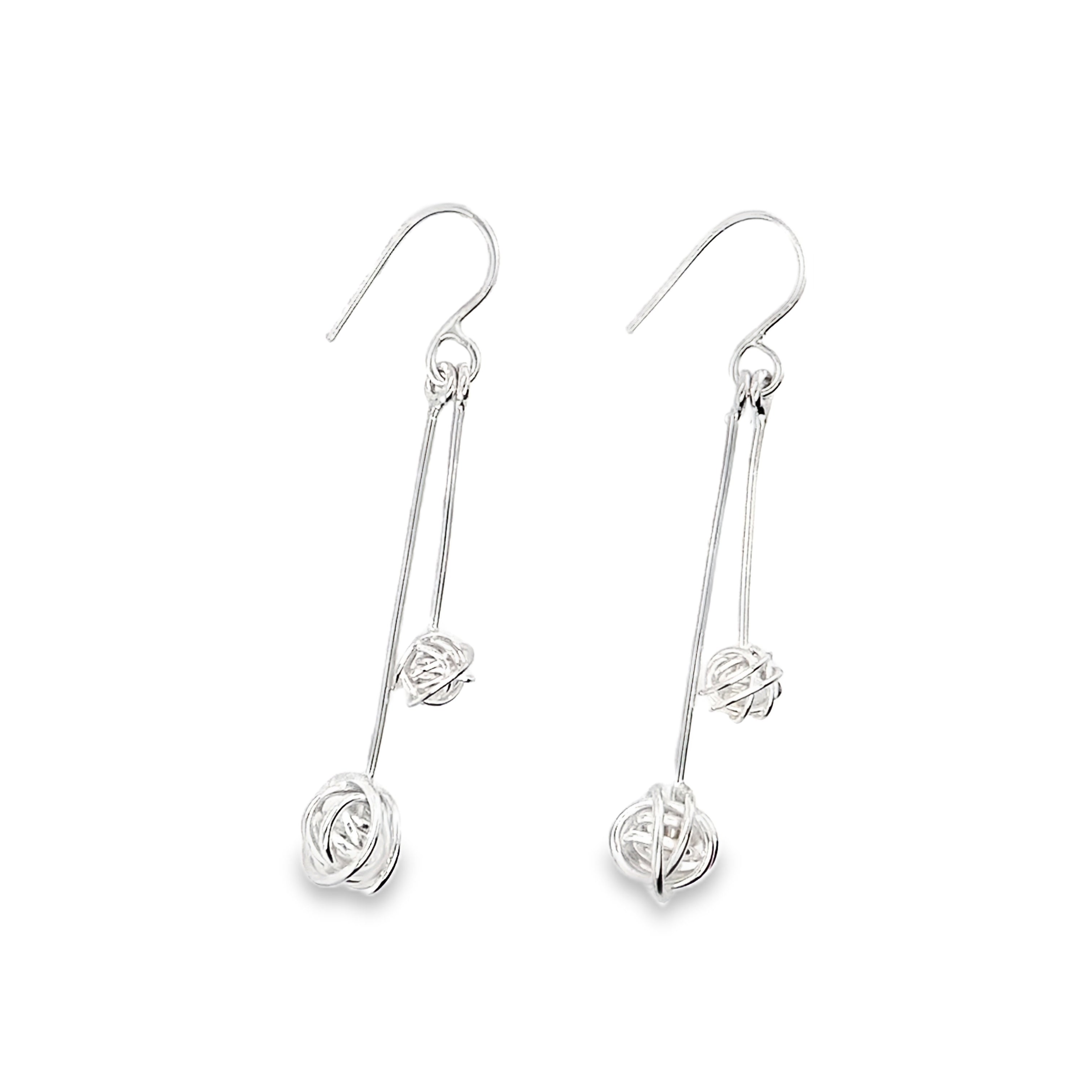Double Drop Silver Earrings