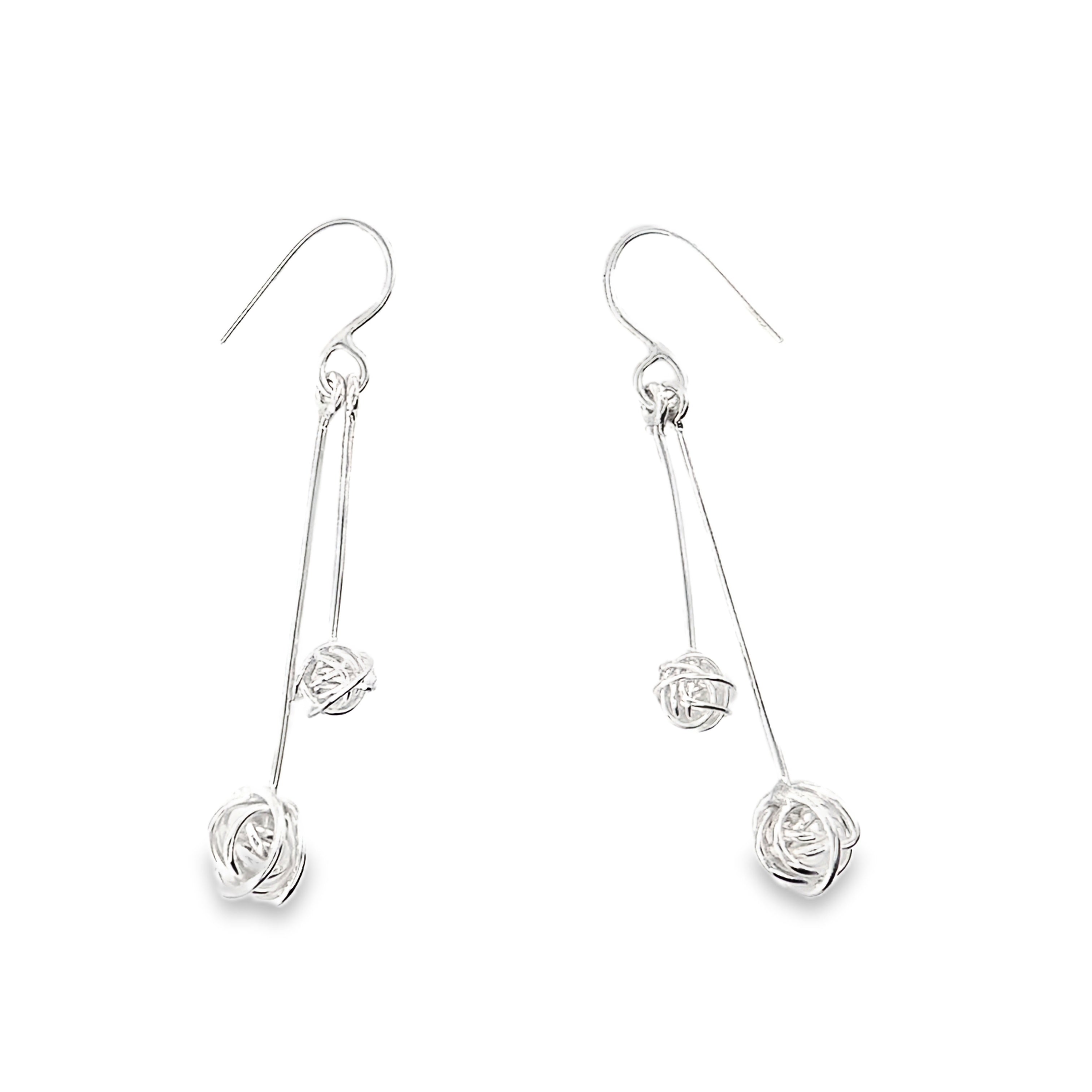 Double Drop Silver Earrings