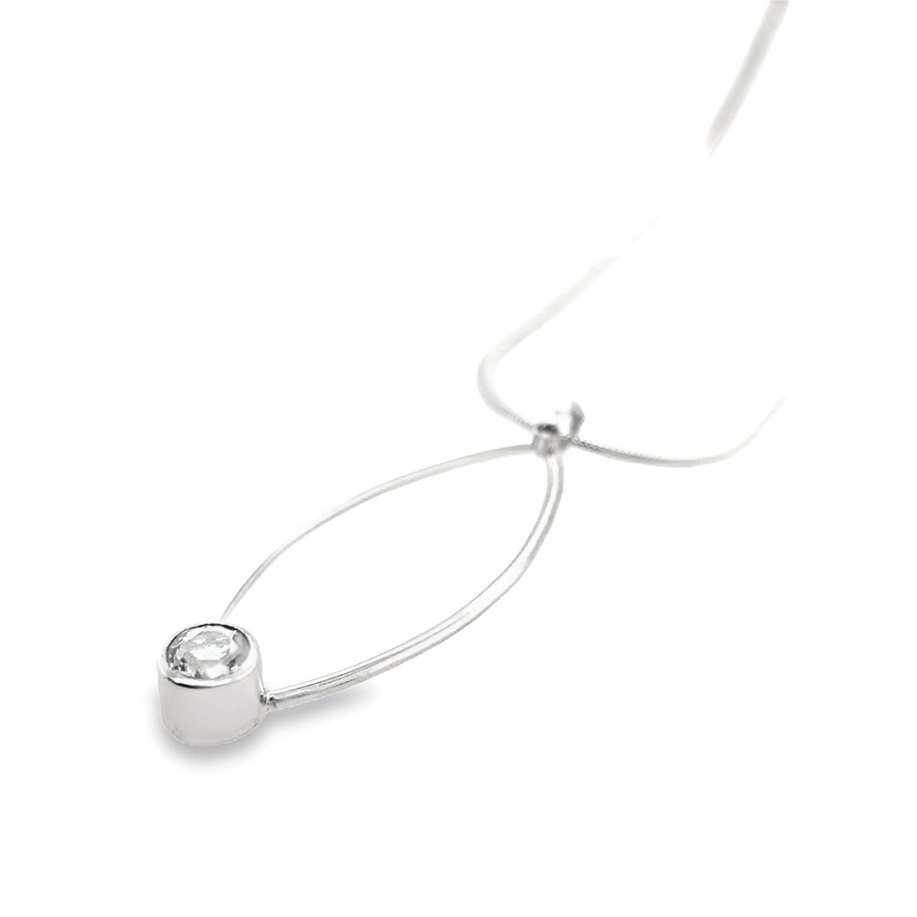 White topaz stone silver wrap necklace