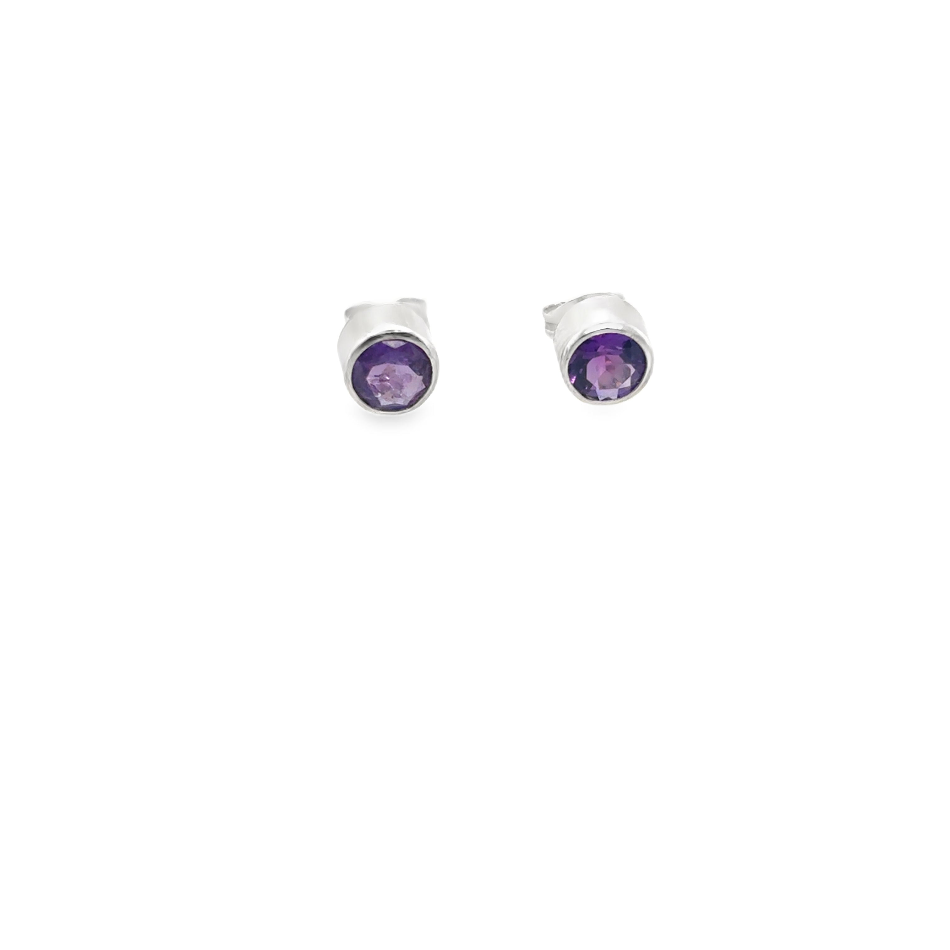 5mm Faceted amethyst stones silver studs